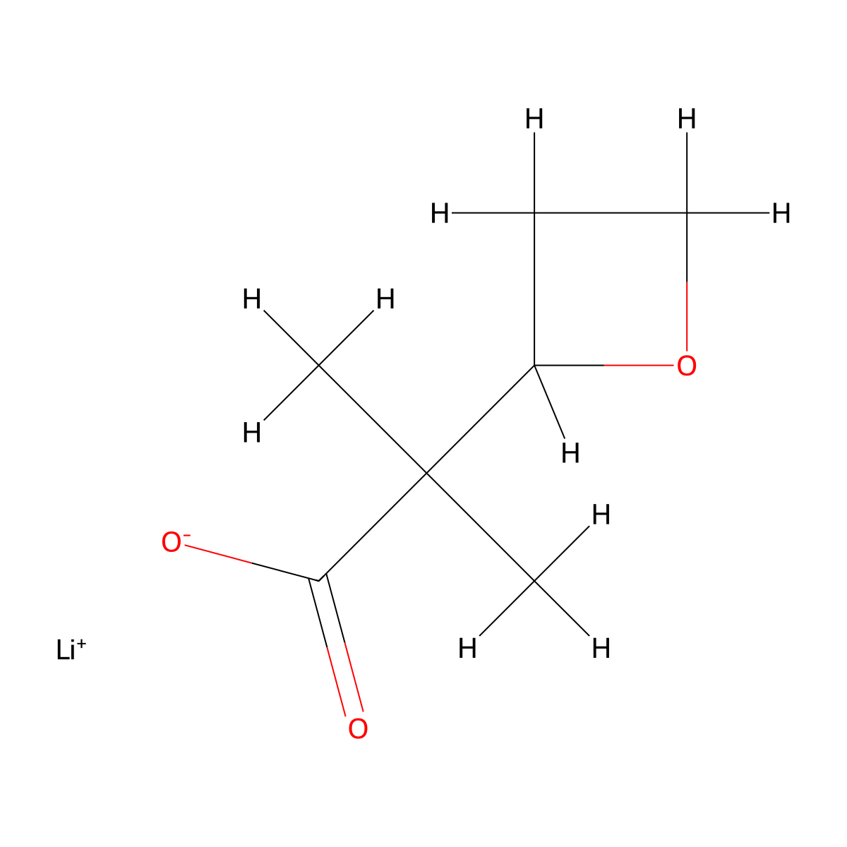 Lithium(1+) 2-methyl-2-(oxetan-2-yl)propanoate molecular structure, CAS 2995277-47-7