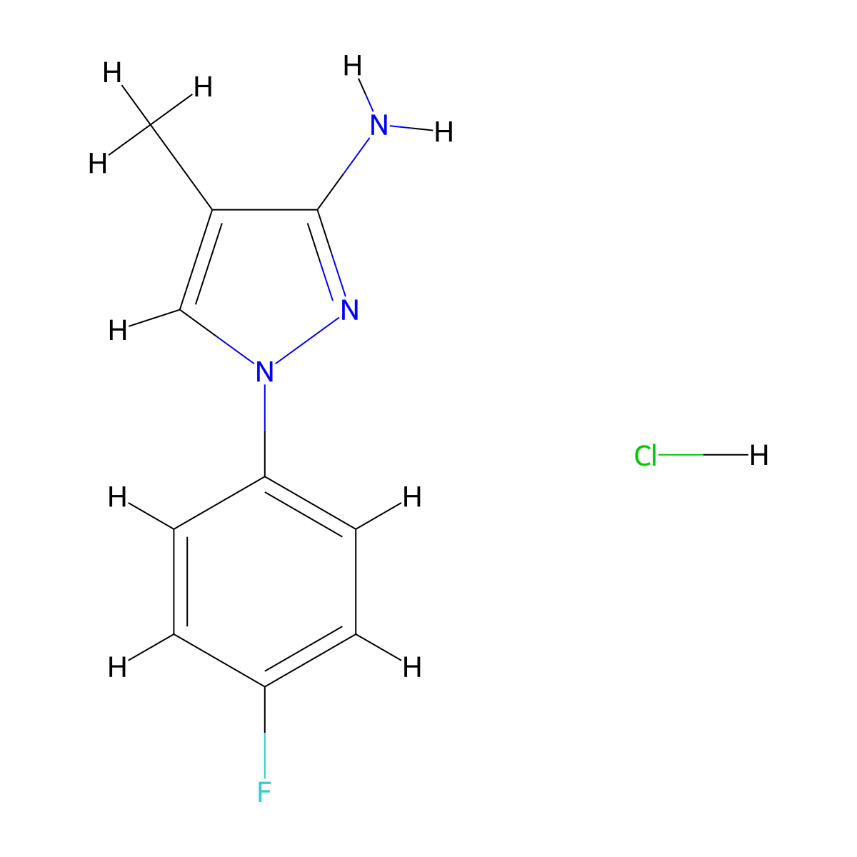 1-(4-fluorophenyl)-4-methyl-1H-pyrazol-3-amine hydrochloride molecular structure, CAS 2995277-60-4