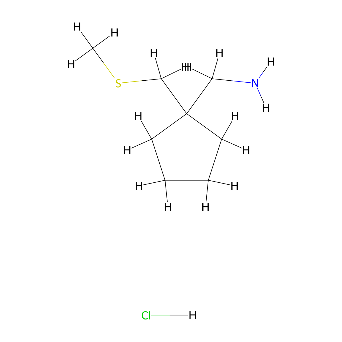 1-{1-[(Methylsulfanyl)methyl]cyclopentyl}methanamine hydrochloride molecular structure, CAS 2995277-70-6