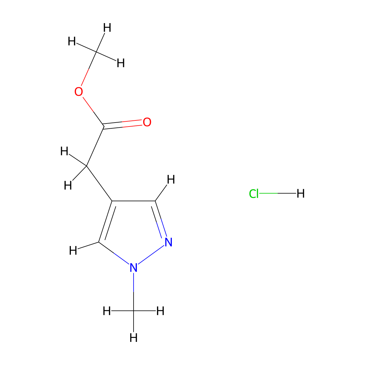 methyl 2-(1-methyl-1H-pyrazol-4-yl)acetate hydrochloride molecular structure, CAS 2995277-92-2
