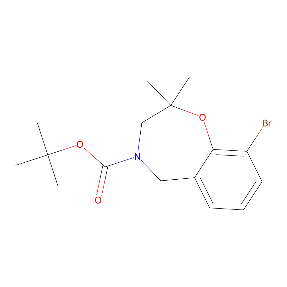 Tert-butyl 9-bromo-2,2-dimethyl-2,3-dihydrobenzo[F][1,4]oxazepine-4(5H)-carboxylate molecular structure, CAS 2995277-95-5