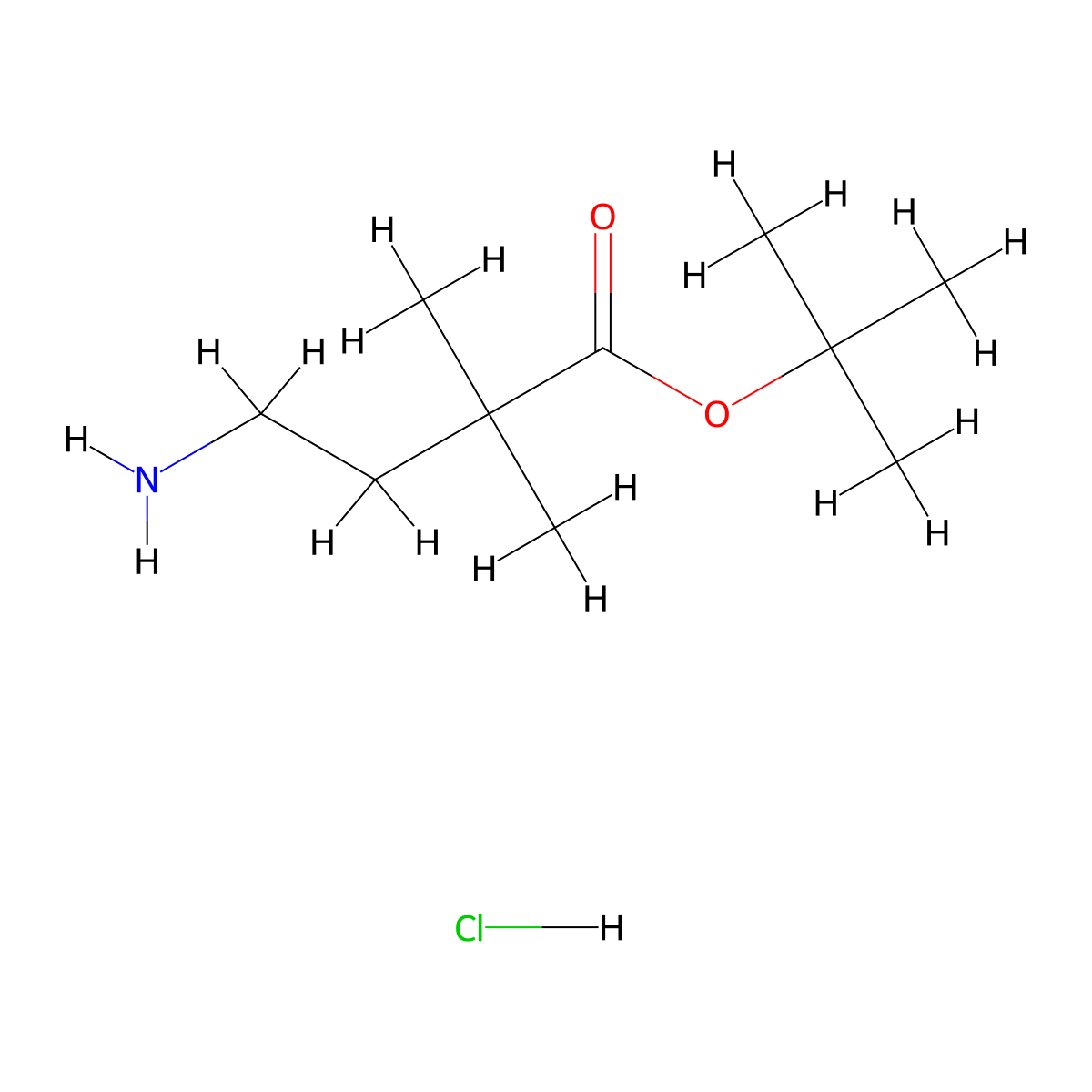 Tert-butyl 4-amino-2,2-dimethylbutanoate hydrochloride molecular structure, CAS 2995277-99-9