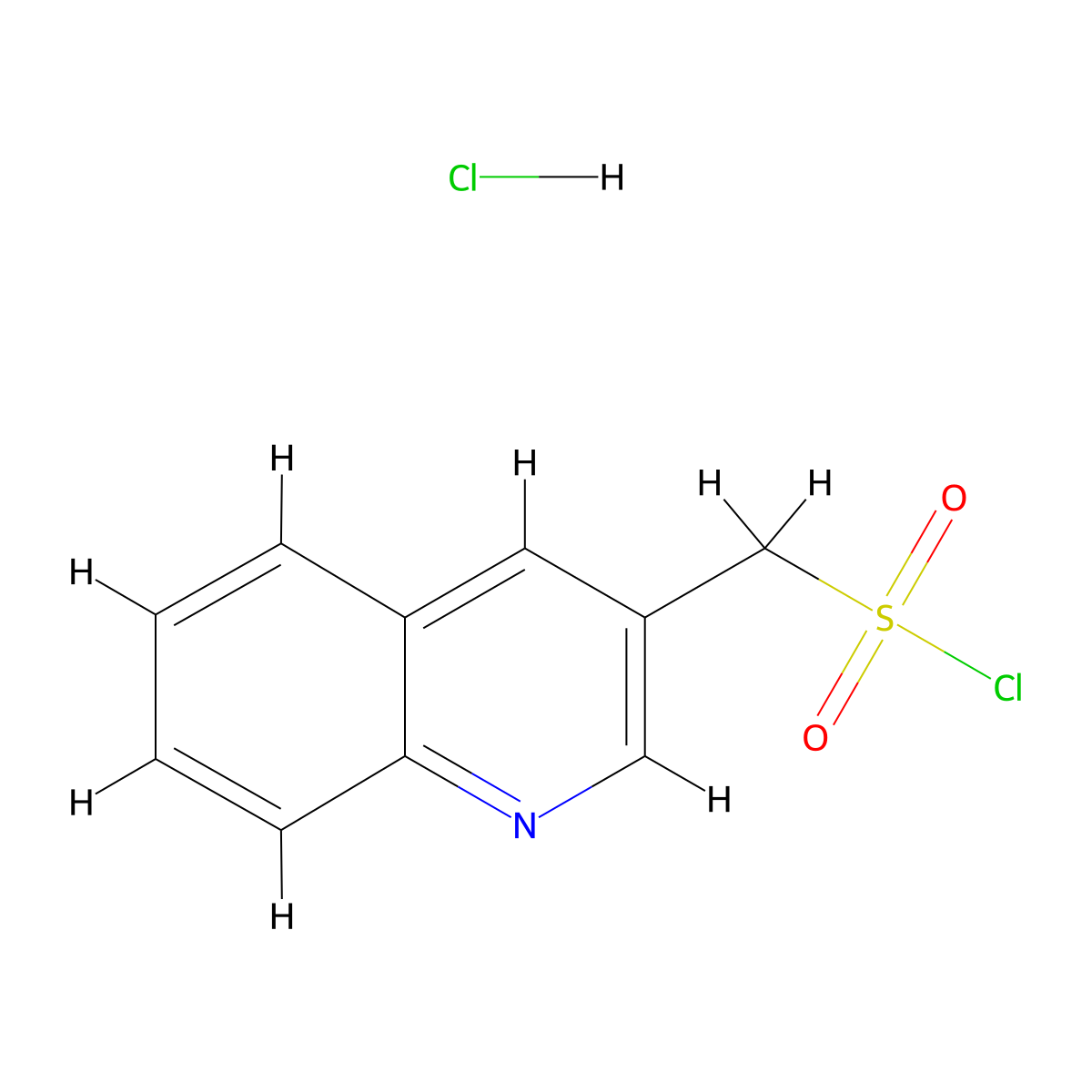 Quinolin-3-ylmethanesulfonyl chloride hydrochloride molecular structure, CAS 2995278-08-3