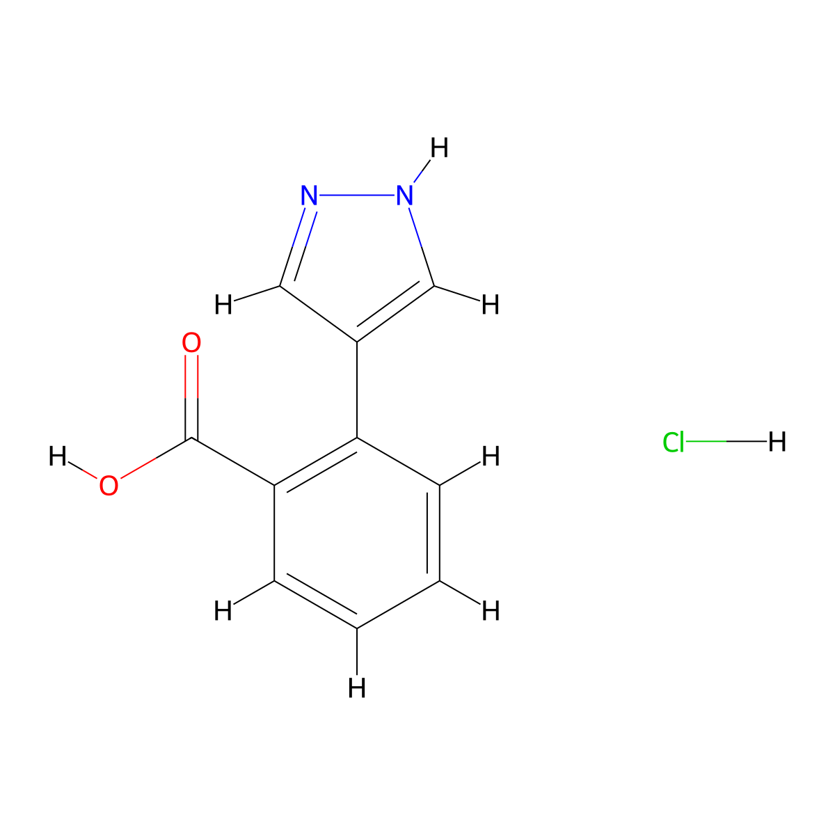 2-(1H-pyrazol-4-yl)benzoic acid hydrochloride molecular structure, CAS 2995278-12-9