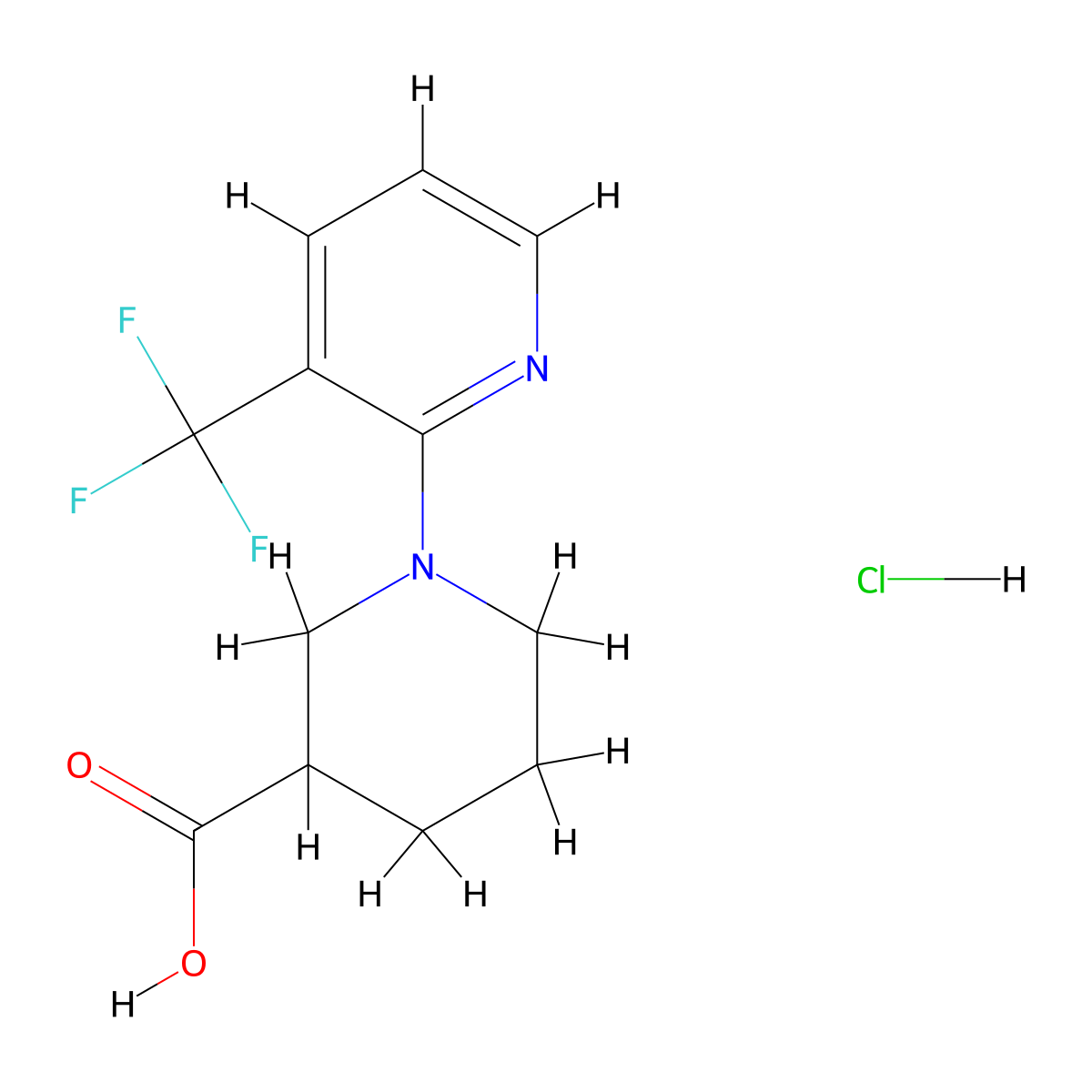 1-[3-(Trifluoromethyl)pyridin-2-yl]piperidine-3-carboxylic acid hydrochloride molecular structure, CAS 2995278-17-4