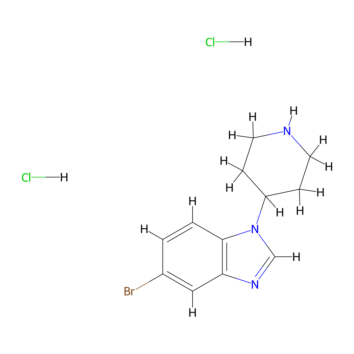 5-bromo-1-(piperidin-4-yl)-1H-1,3-benzodiazole dihydrochloride molecular structure, CAS 2995278-18-5