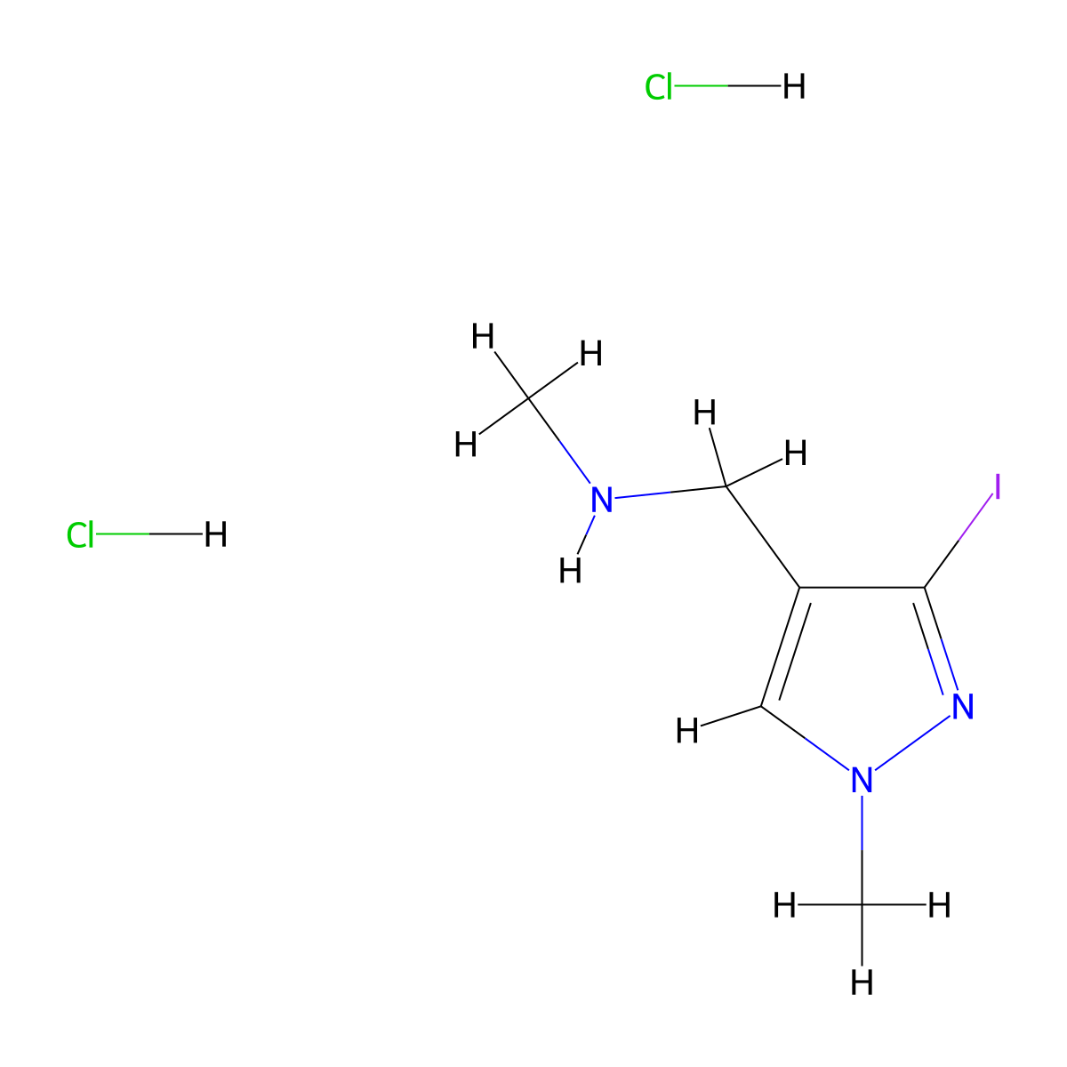 [(3-iodo-1-methyl-1H-pyrazol-4-yl)methyl](methyl)amine dihydrochloride molecular structure, CAS 2995278-22-1