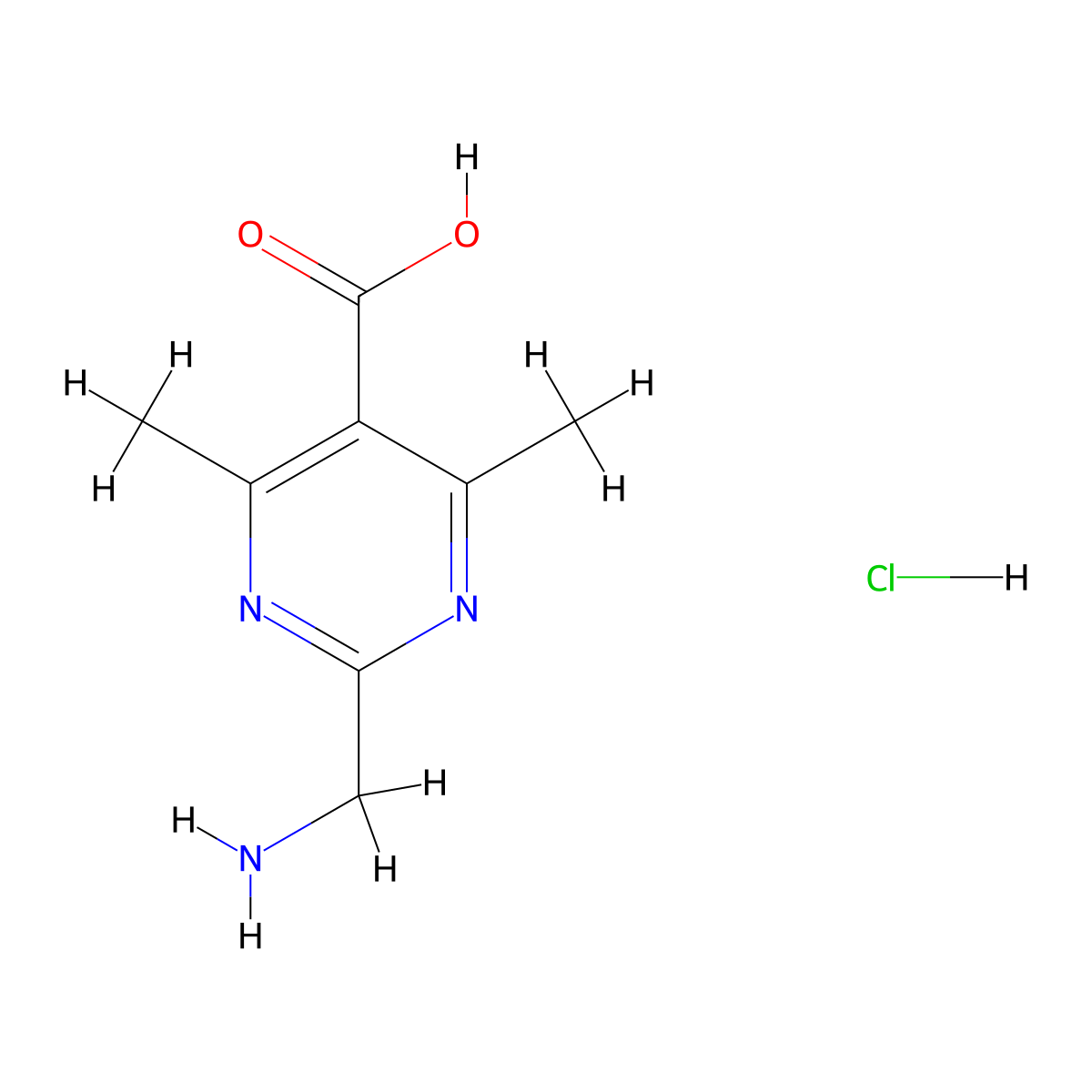 2-(Aminomethyl)-4,6-dimethylpyrimidine-5-carboxylic acid hydrochloride molecular structure, CAS 2995278-25-4
