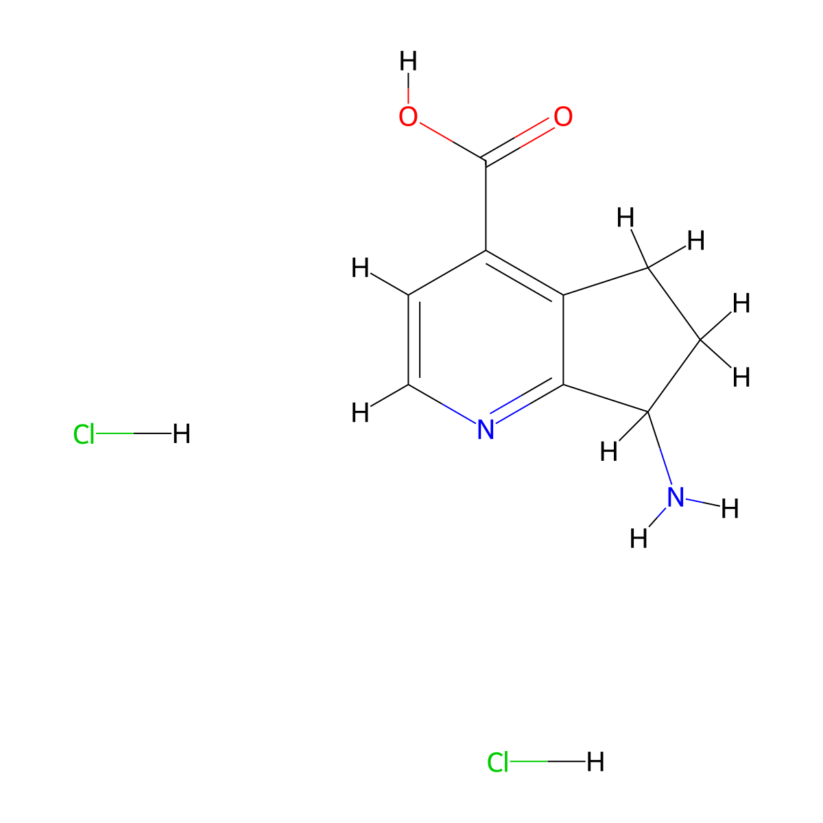 7-amino-5H,6H,7H-cyclopenta[b]pyridine-4-carboxylic acid dihydrochloride molecular structure, CAS 2995278-28-7