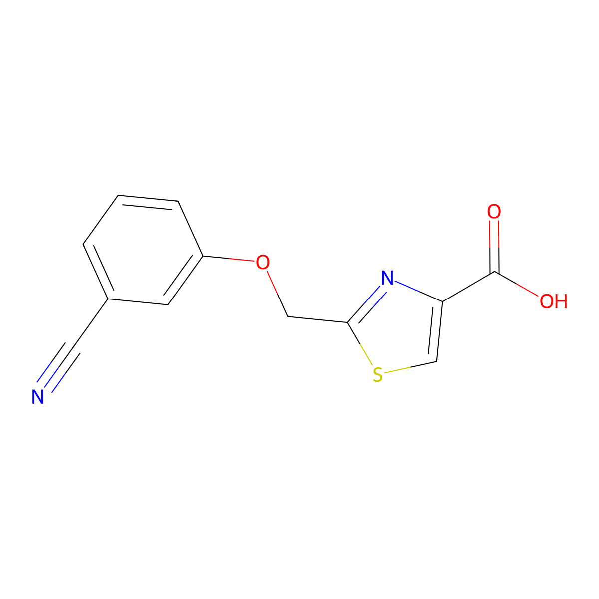 2-[(3-Cyanophenoxy)methyl]-1,3-thiazole-4-carboxylic acid molecular structure, CAS 2995278-29-8