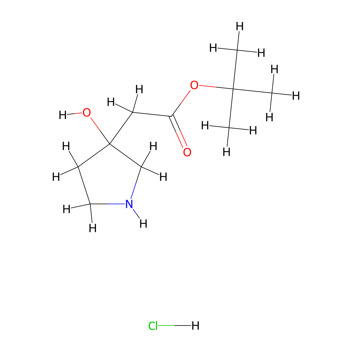 Tert-butyl 2-(3-hydroxypyrrolidin-3-yl)acetate hydrochloride molecular structure, CAS 2995278-48-1