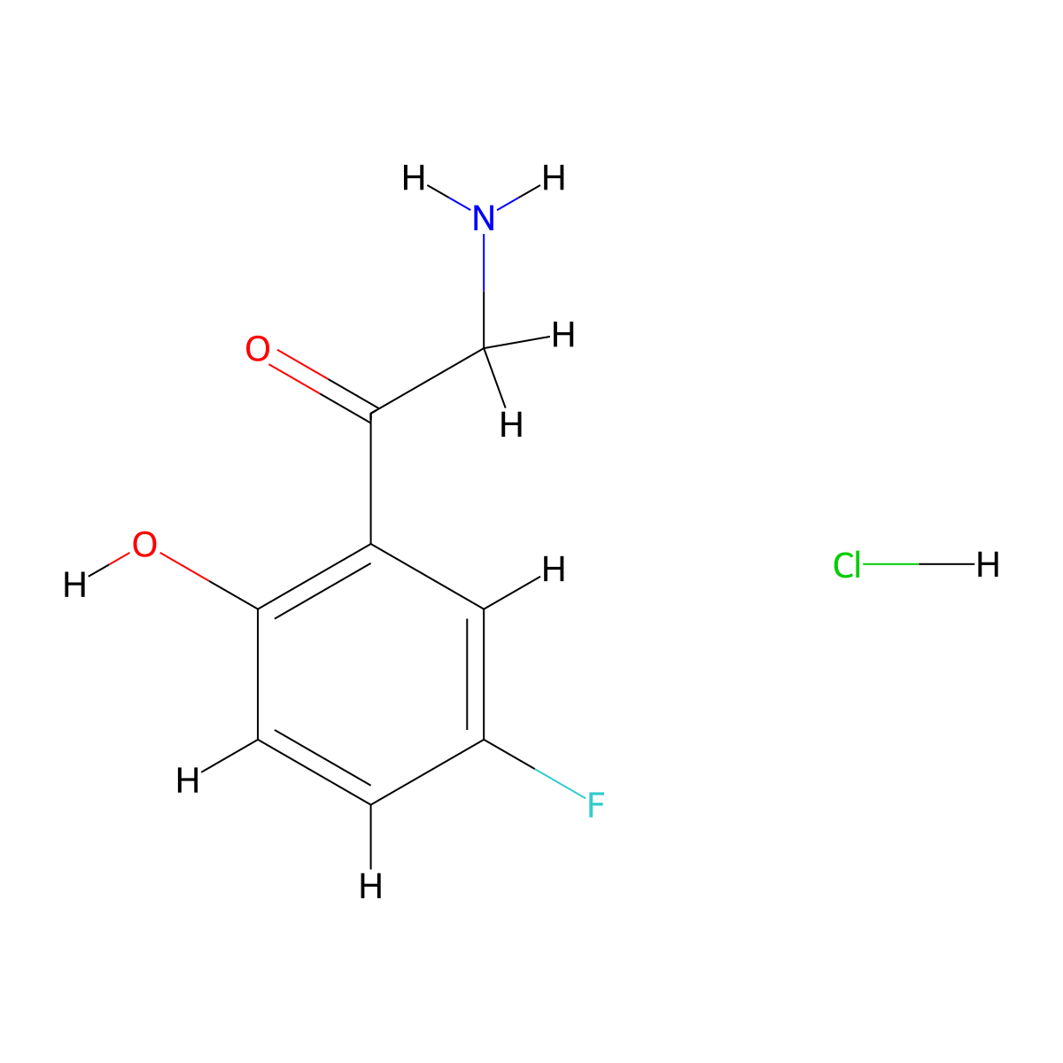 2-Amino-1-(5-fluoro-2-hydroxyphenyl)ethan-1-one hydrochloride molecular structure, CAS 2995278-63-0