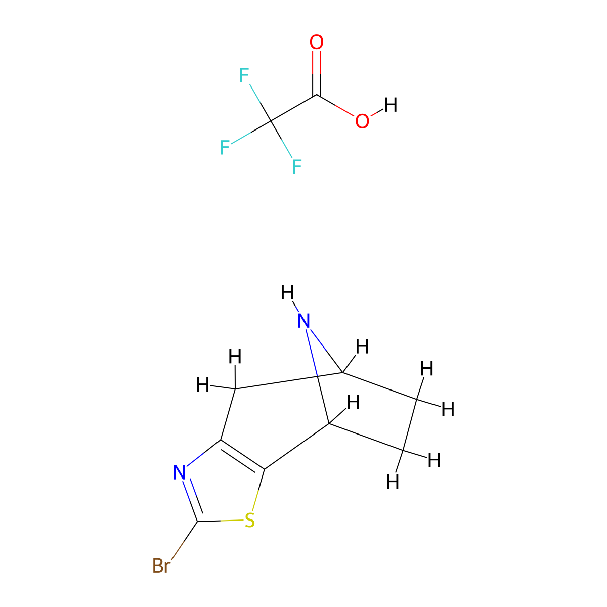 4-Bromo-3-thia-5,11-diazatricyclo[6.2.1.0,2,6]undeca-2(6),4-diene, trifluoroacetic acid molecular structure, CAS 2995278-69-6