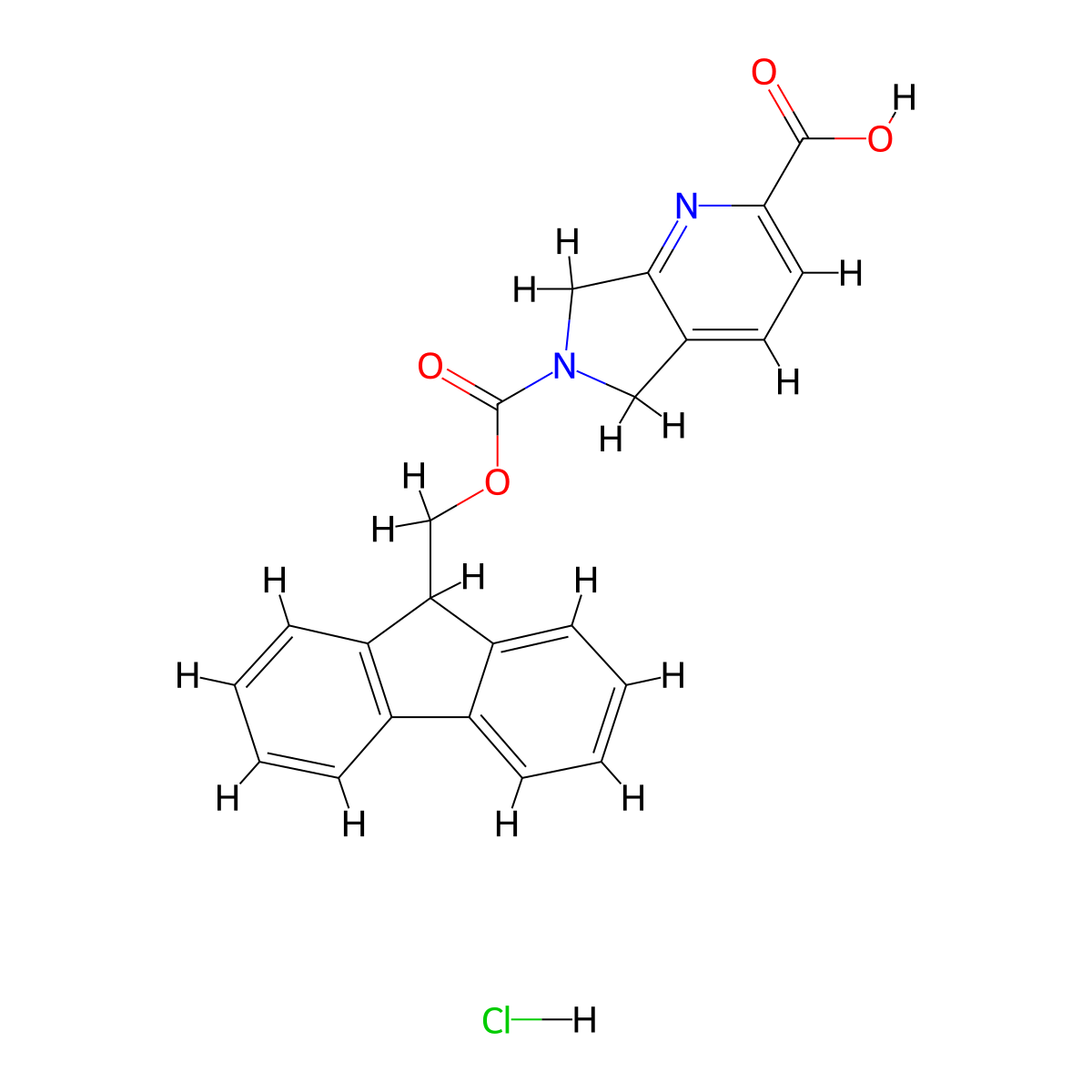 6-{[(9H-fluoren-9-yl)methoxy]carbonyl}-5H,6H,7H-pyrrolo[3,4-b]pyridine-2-carboxylic acid hydrochloride molecular structure, CAS 2995278-75-4