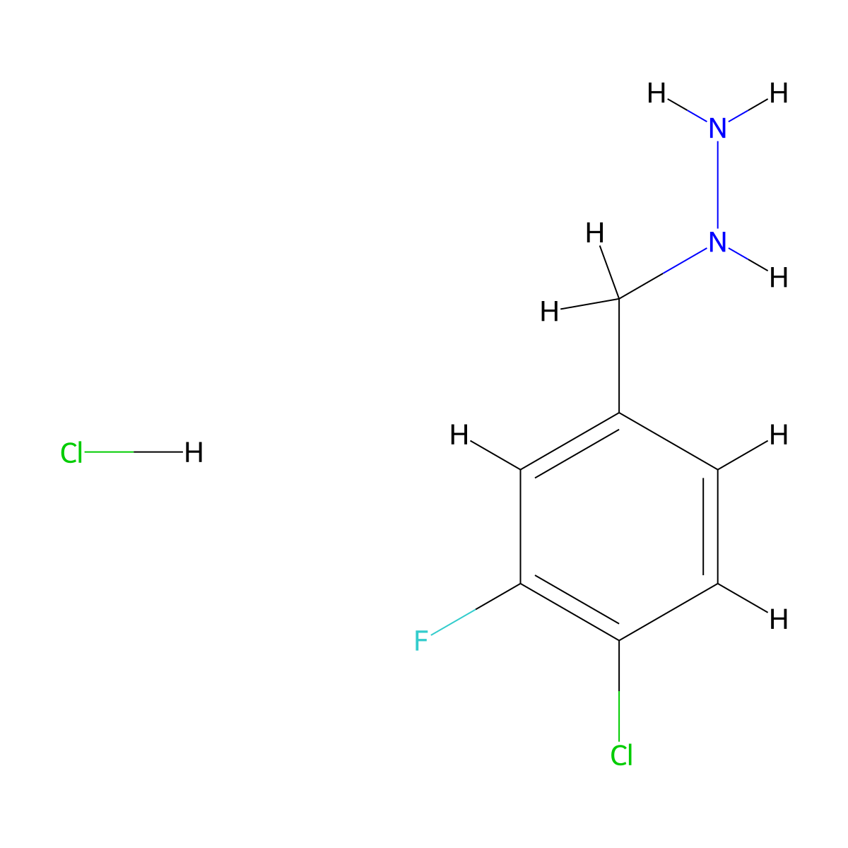 (4-Chloro-3-fluorophenyl)methylhydrazine;hydrochloride molecular structure, CAS 2995278-76-5