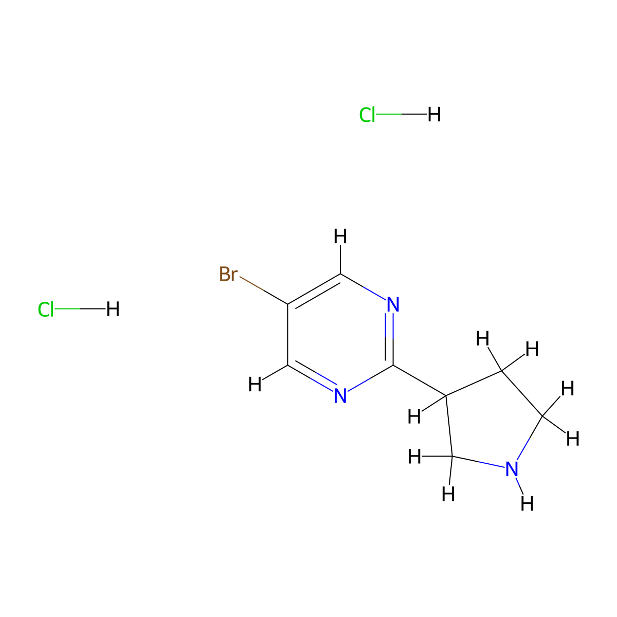 5-Bromo-2-(pyrrolidin-3-yl)pyrimidine dihydrochloride molecular structure, CAS 2995278-81-2