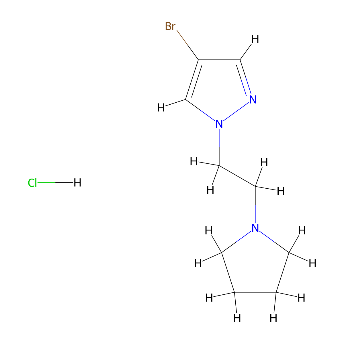 4-bromo-1-[2-(pyrrolidin-1-yl)ethyl]-1H-pyrazole hydrochloride molecular structure, CAS 2995278-95-8
