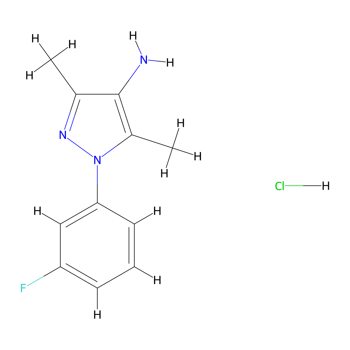 1-(3-fluorophenyl)-3,5-dimethyl-1H-pyrazol-4-amine hydrochloride molecular structure, CAS 2995278-99-2