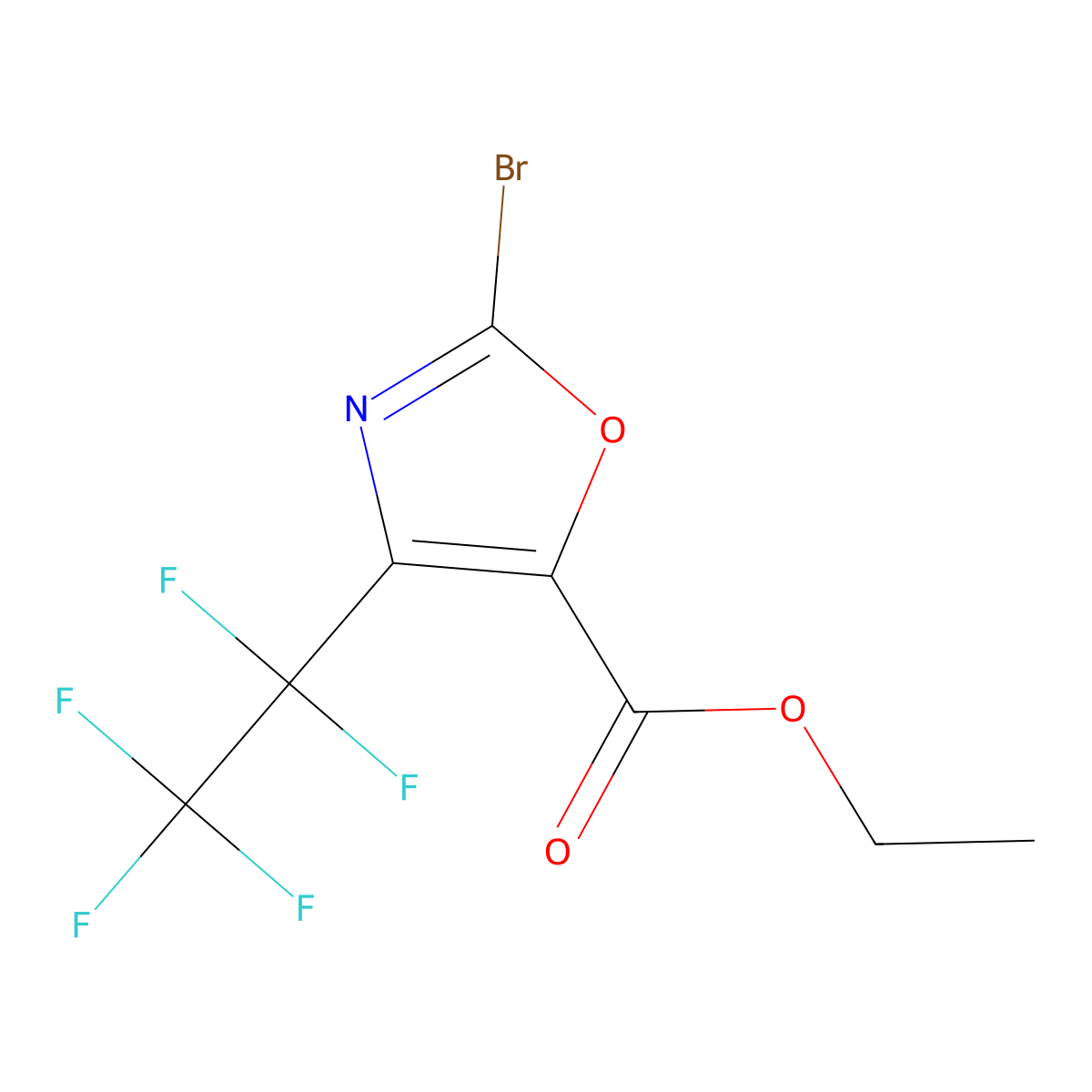 Ethyl 2-bromo-4-(1,1,2,2,2-pentafluoroethyl)-1,3-oxazole-5-carboxylate molecular structure, CAS 2995279-00-8