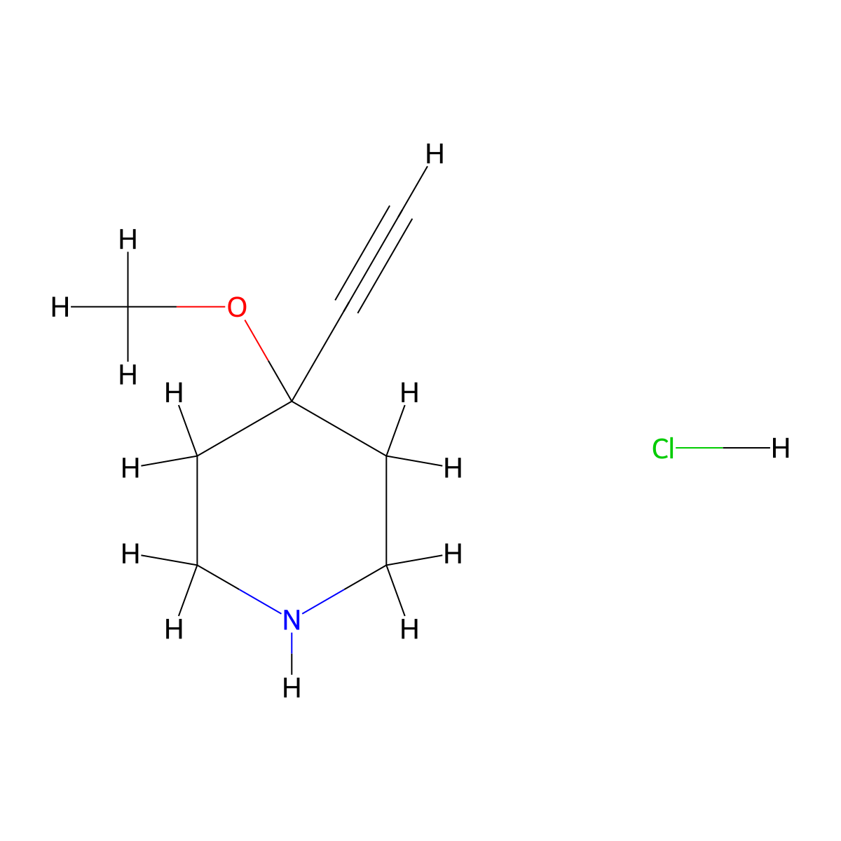 4-Ethynyl-4-methoxypiperidine hydrochloride molecular structure, CAS 2995279-01-9
