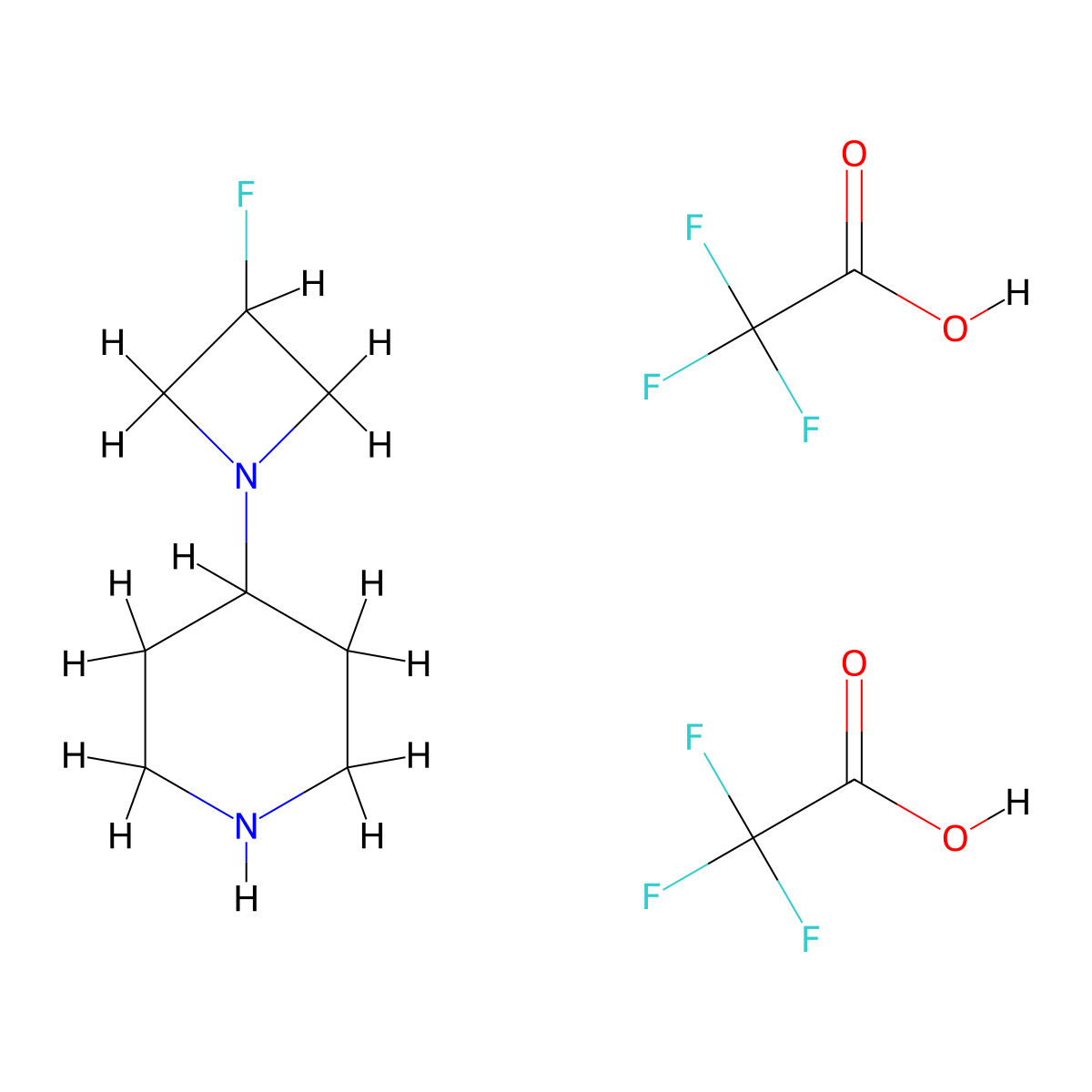 4-(3-Fluoroazetidin-1-yl)piperidine, bis(trifluoroacetic acid) molecular structure, CAS 2995279-02-0