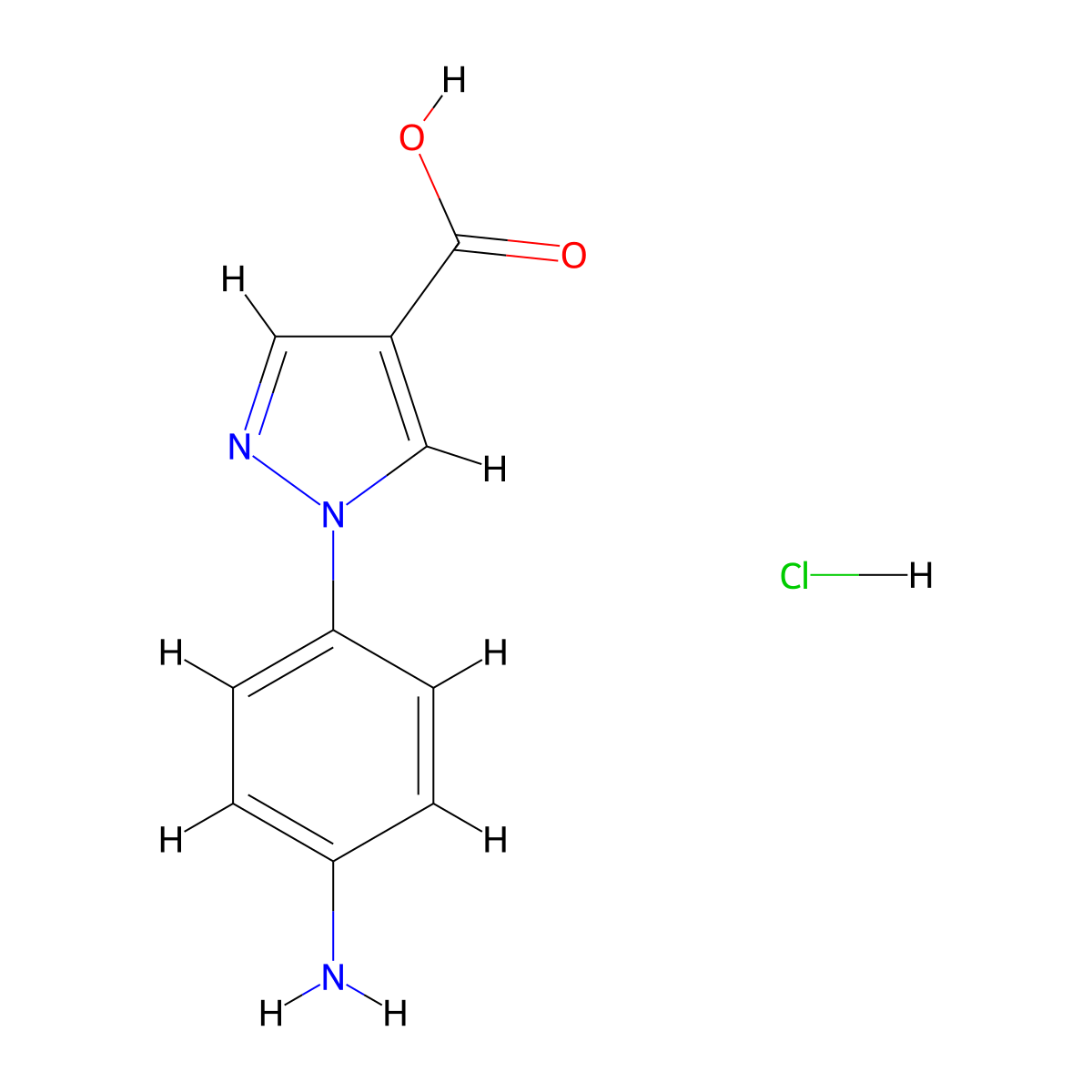 1-(4-Aminophenyl)pyrazole-4-carboxylic acid;hydrochloride molecular structure, CAS 2995279-14-4