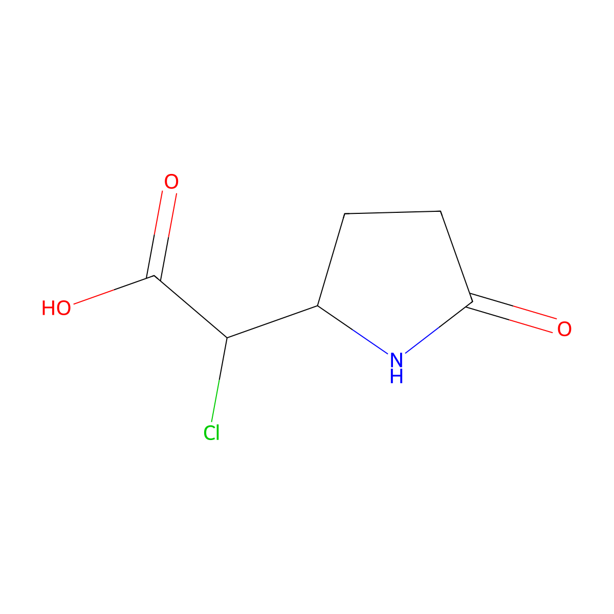 2-Chloro-2-(5-oxopyrrolidin-2-yl)acetic acid molecular structure, CAS 2995279-17-7