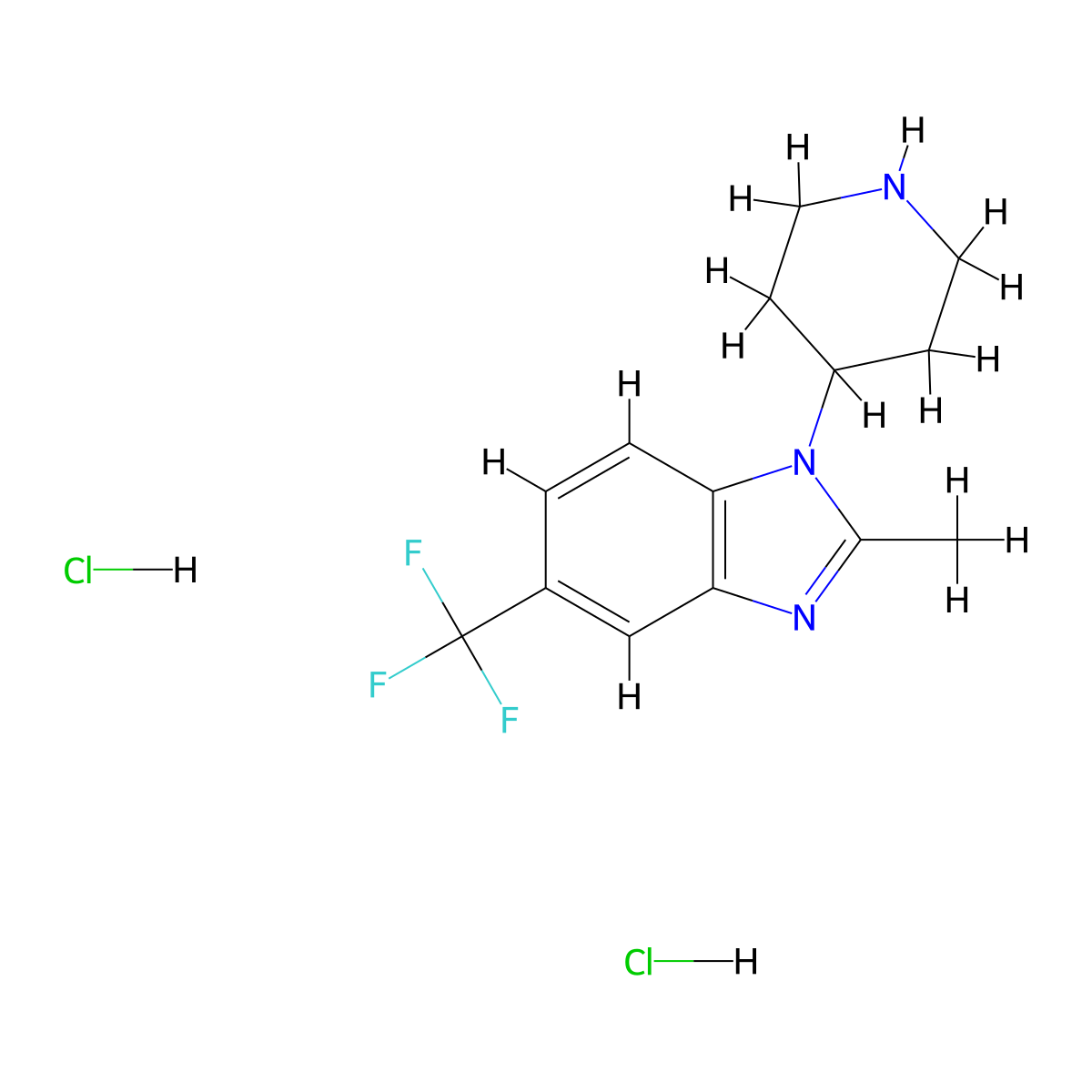 2-methyl-1-(piperidin-4-yl)-5-(trifluoromethyl)-1H-1,3-benzodiazole dihydrochloride molecular structure, CAS 2995279-21-3