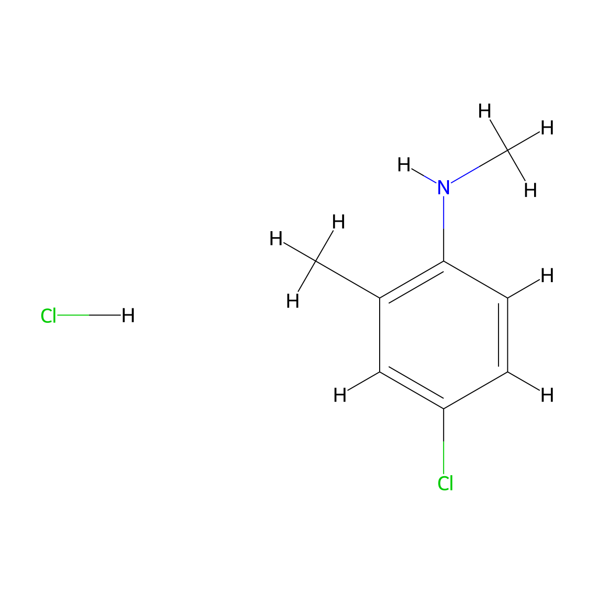 4-chloro-N,2-dimethylaniline;hydrochloride molecular structure, CAS 2995279-26-8