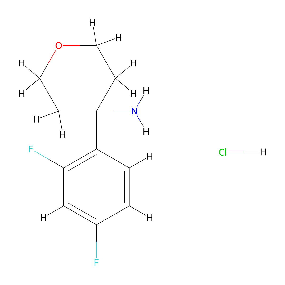 4-(2,4-Difluorophenyl)oxan-4-amine hydrochloride molecular structure, CAS 2995279-29-1
