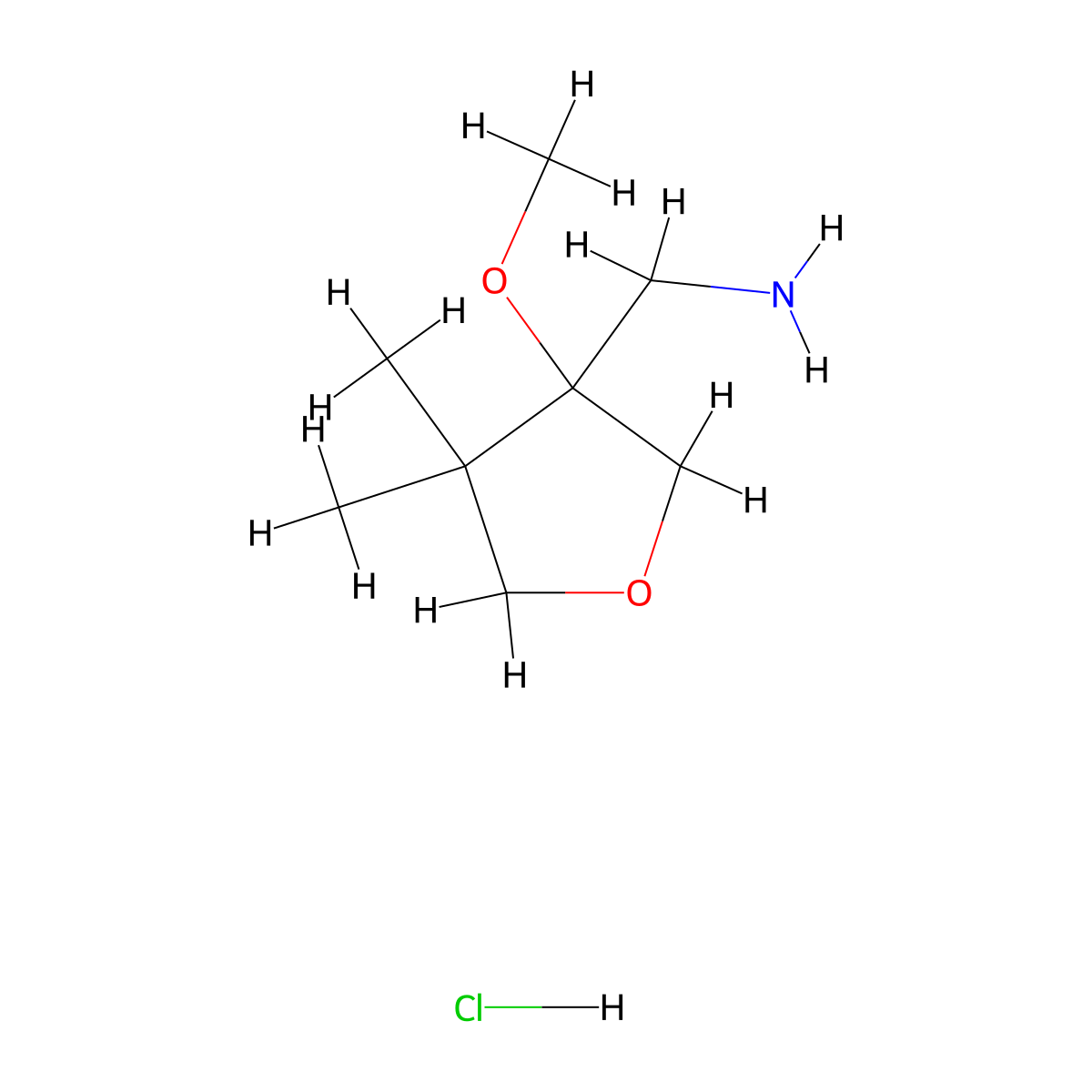 1-(3-Methoxy-4,4-dimethyloxolan-3-yl)methanamine hydrochloride molecular structure, CAS 2995279-32-6