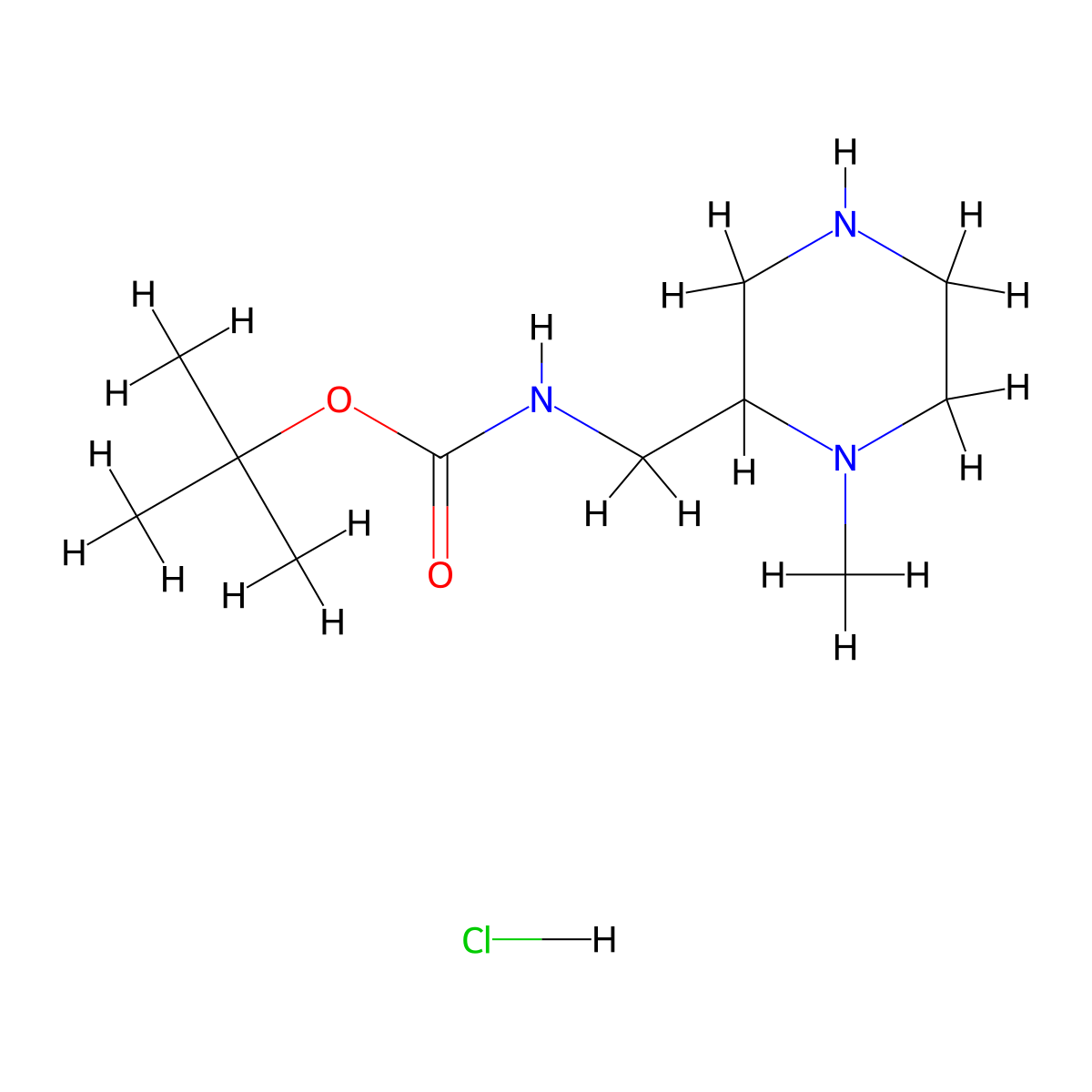 tert-butyl N-[(1-methylpiperazin-2-yl)methyl]carbamate;hydrochloride molecular structure, CAS 2995279-35-9