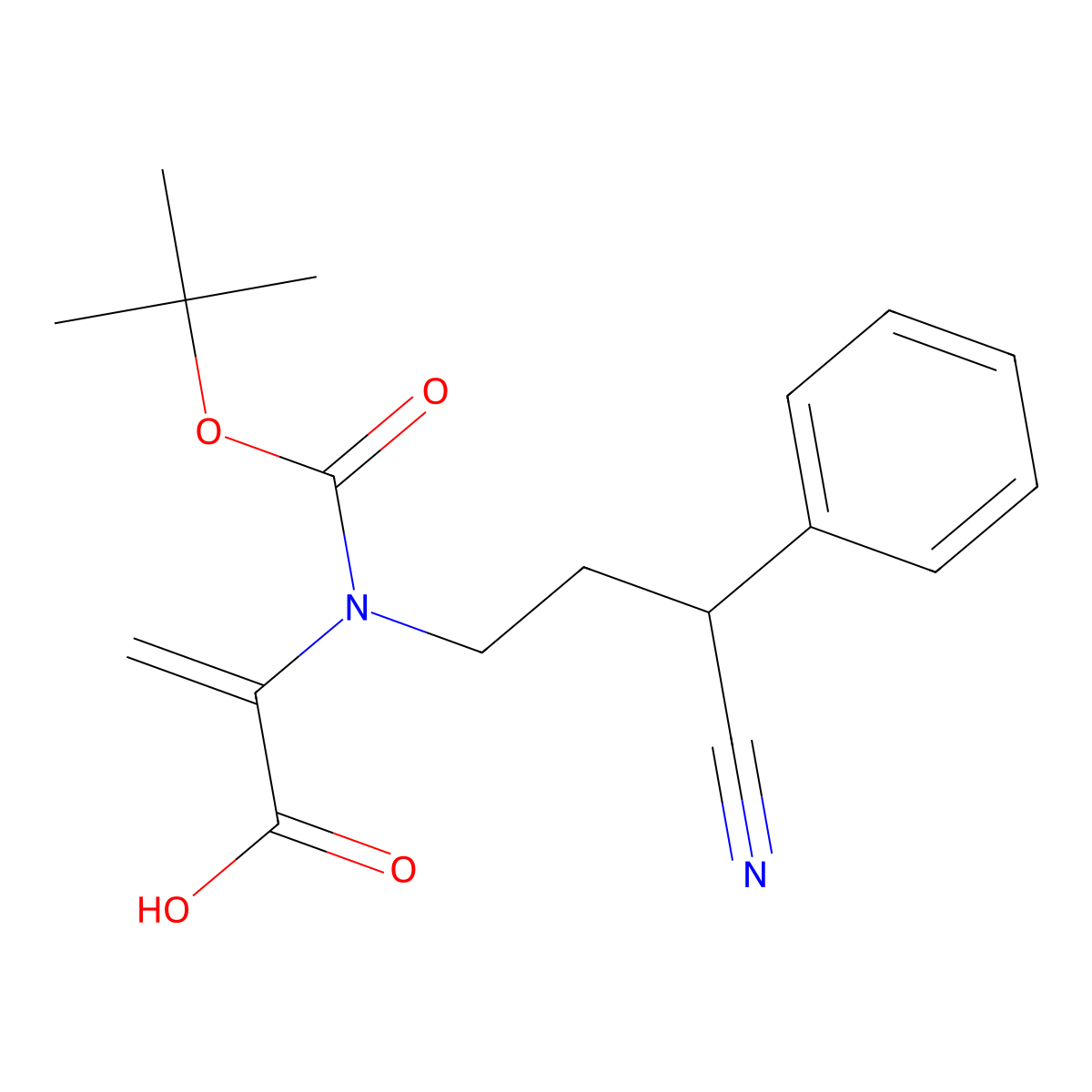 2-{[(Tert-butoxy)carbonyl](3-cyano-3-phenylpropyl)amino}prop-2-enoic acid molecular structure, CAS 2995279-39-3