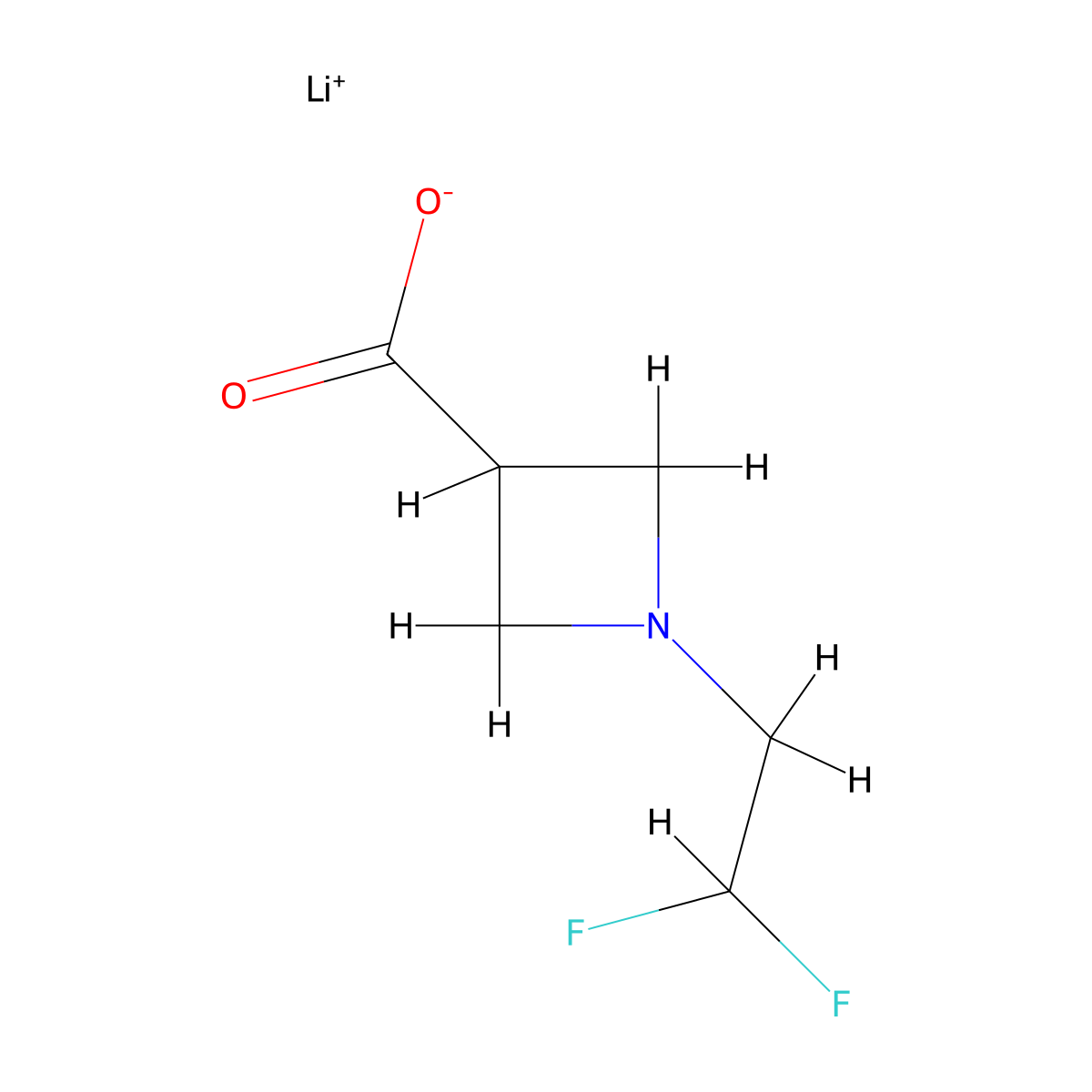 Lithium(1+) 1-(2,2-difluoroethyl)azetidine-3-carboxylate molecular structure, CAS 2995279-43-9