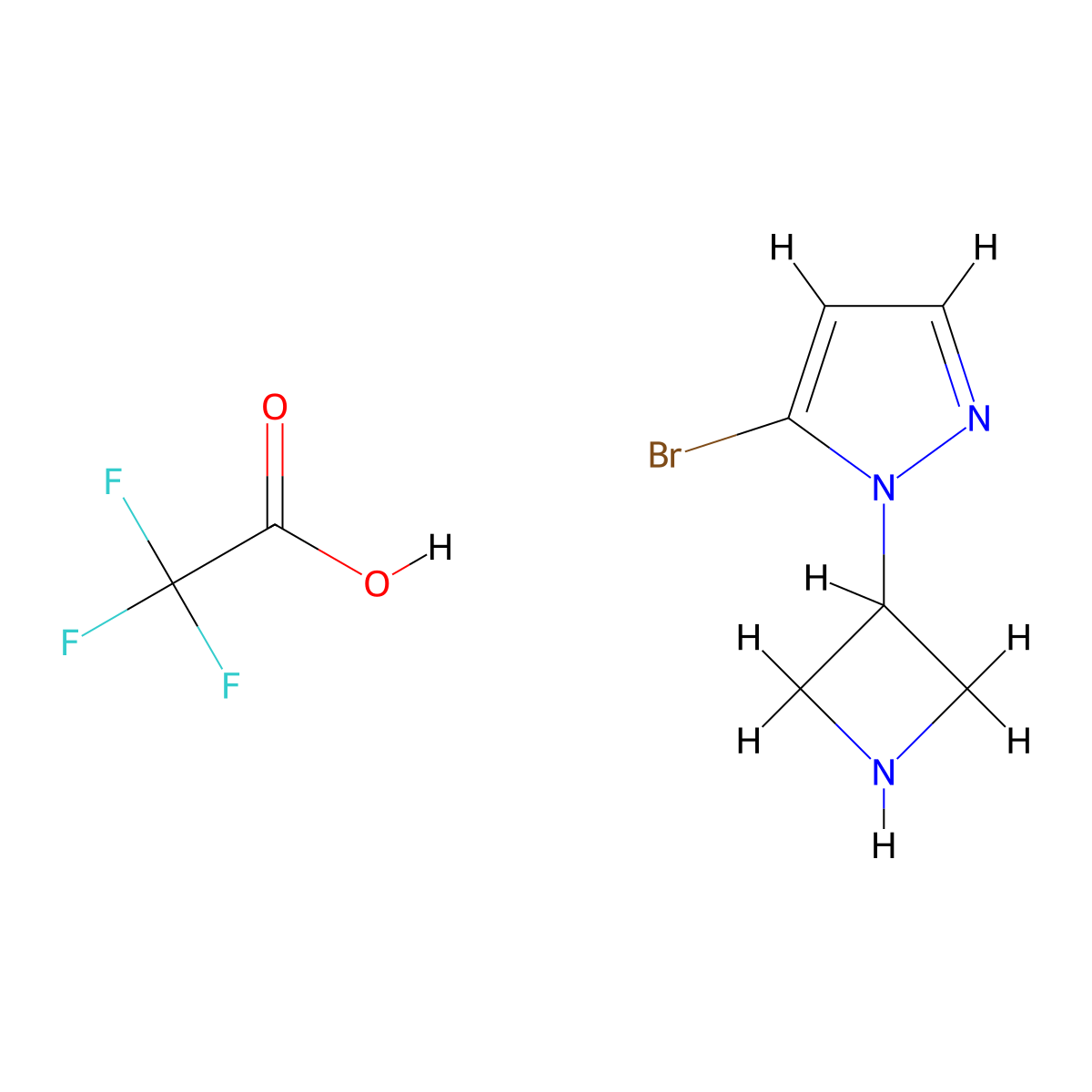 1-(azetidin-3-yl)-5-bromo-1H-pyrazole; trifluoroacetic acid molecular structure, CAS 2995279-44-0