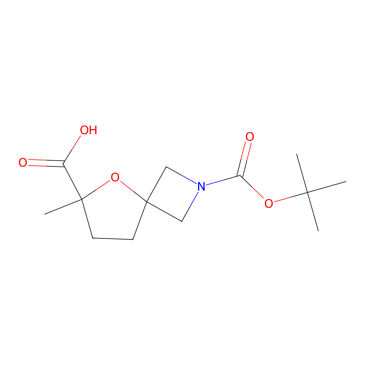 2-[(Tert-butoxy)carbonyl]-6-methyl-5-oxa-2-azaspiro[3.4]octane-6-carboxylic acid molecular structure, CAS 2995279-69-9