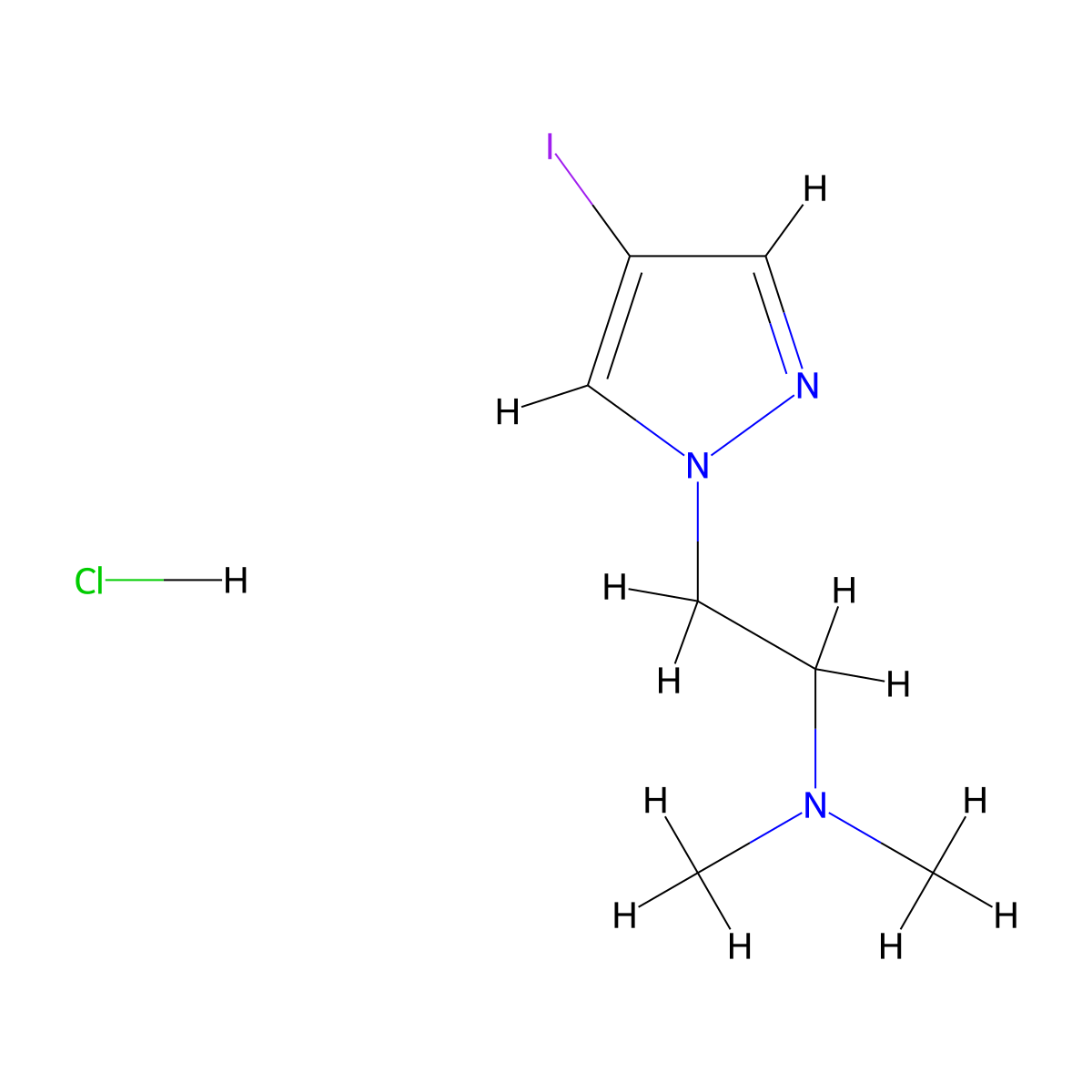2-(4-iodopyrazol-1-yl)-N,N-dimethylethanamine;hydrochloride molecular structure, CAS 2995279-70-2