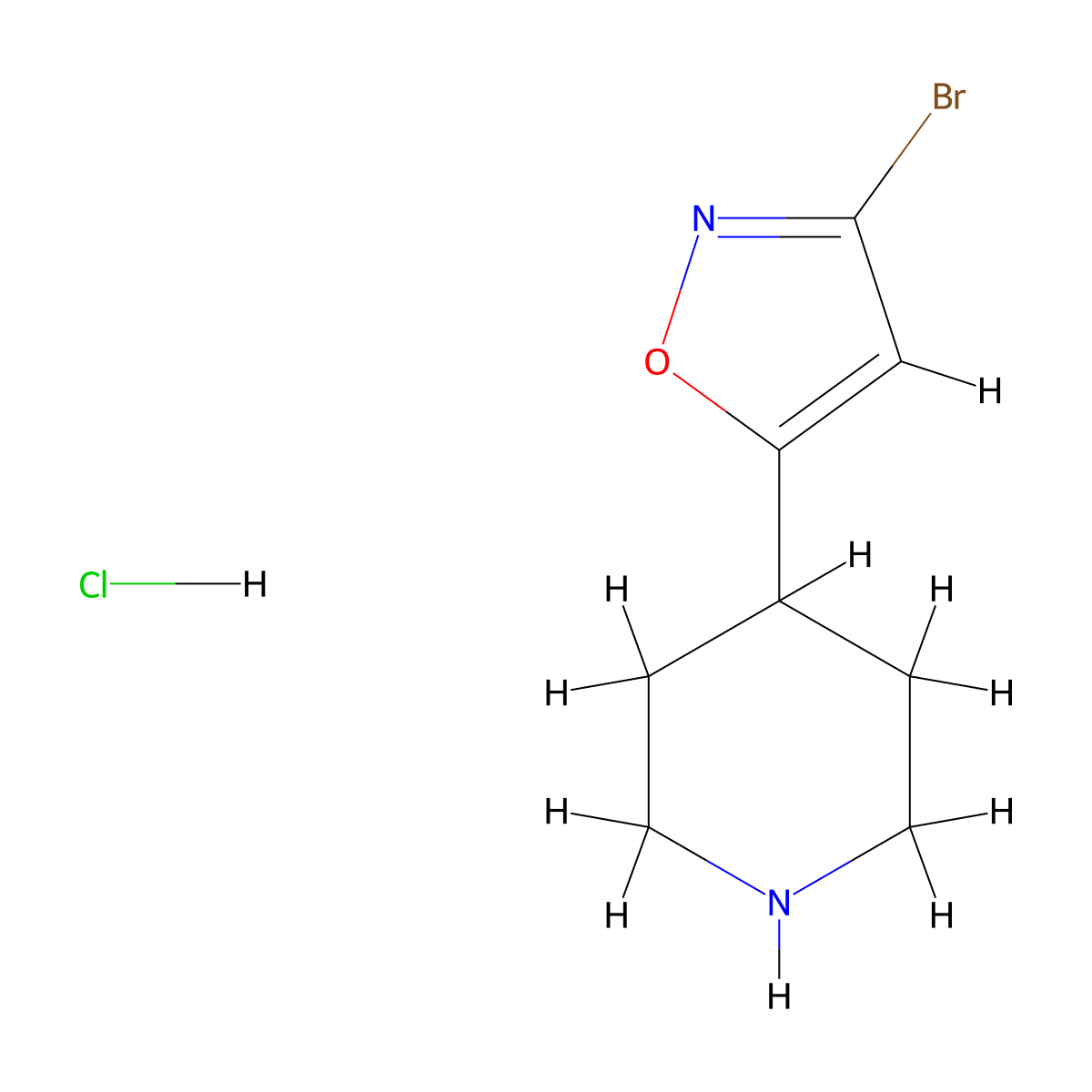 4-(3-Bromo-1,2-oxazol-5-yl)piperidine hydrochloride molecular structure, CAS 2995279-73-5