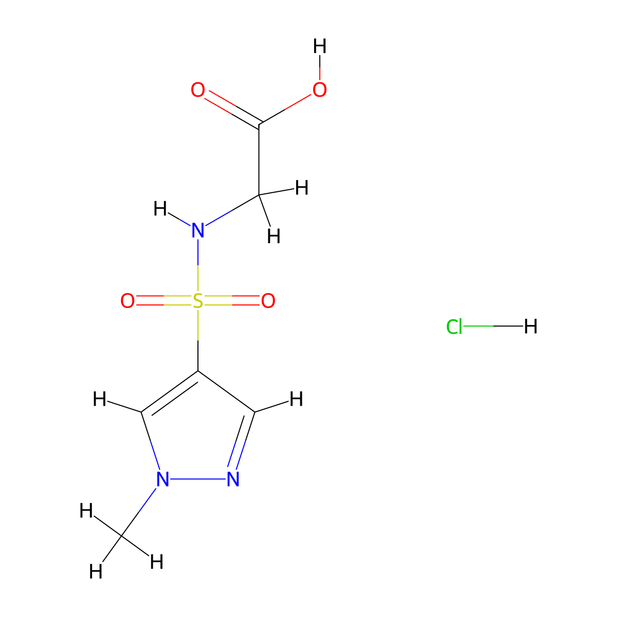 2-(1-methyl-1H-pyrazole-4-sulfonamido)acetic acid hydrochloride molecular structure, CAS 2995279-75-7