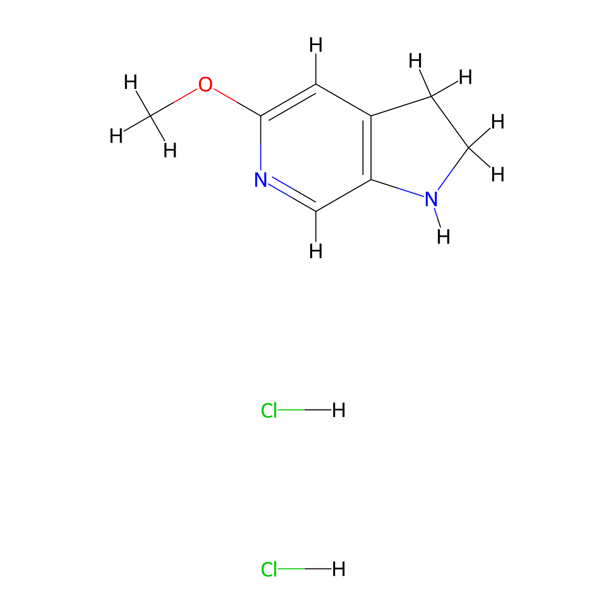 5-methoxy-1H,2H,3H-pyrrolo[2,3-c]pyridine dihydrochloride molecular structure, CAS 2995279-76-8