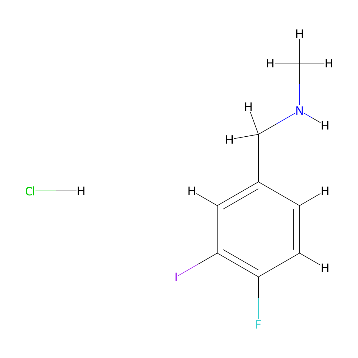 [(4-Fluoro-3-iodophenyl)methyl](methyl)amine hydrochloride molecular structure, CAS 2995279-77-9