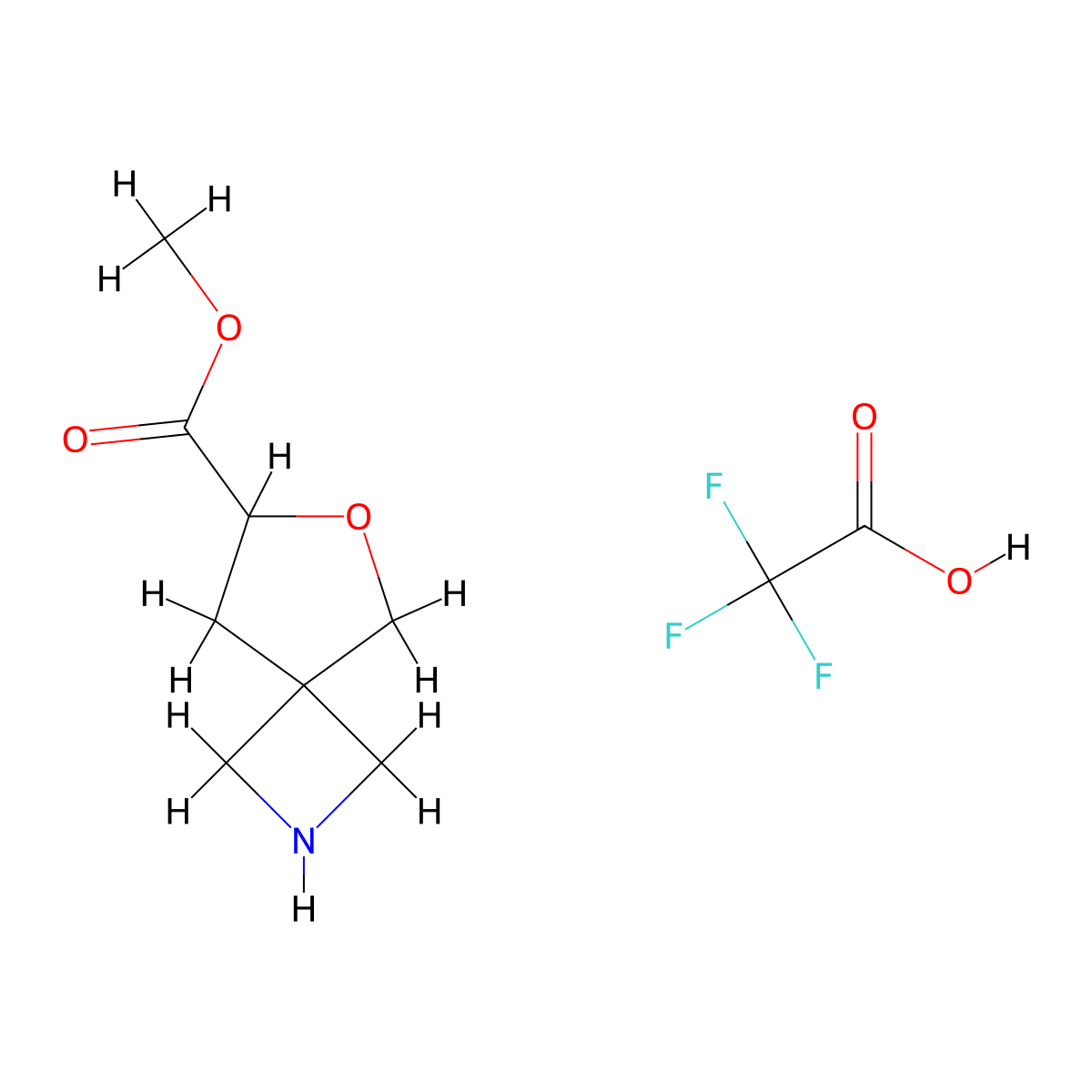 Methyl 6-oxa-2-azaspiro[3.4]octane-7-carboxylate, trifluoroacetic acid molecular structure, CAS 2995279-88-2