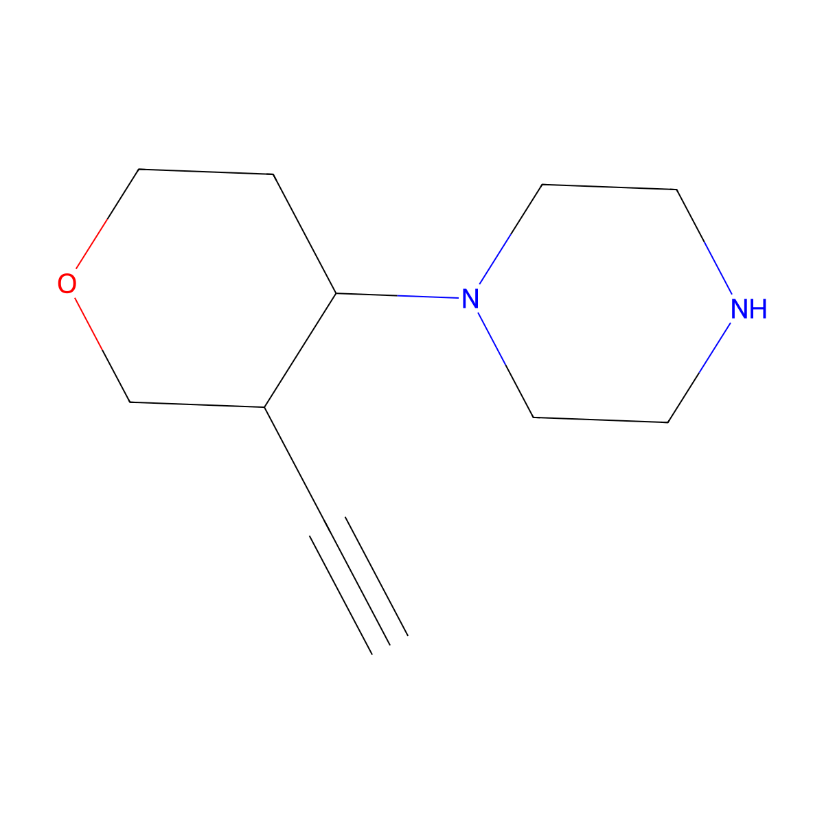 1-(3-Ethynyloxan-4-yl)piperazine molecular structure, CAS 2995279-99-5