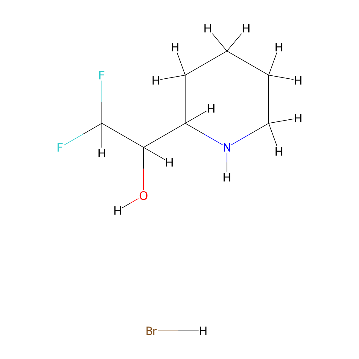 2,2-Difluoro-1-(piperidin-2-yl)ethan-1-ol hydrobromide molecular structure, CAS 2995280-01-6