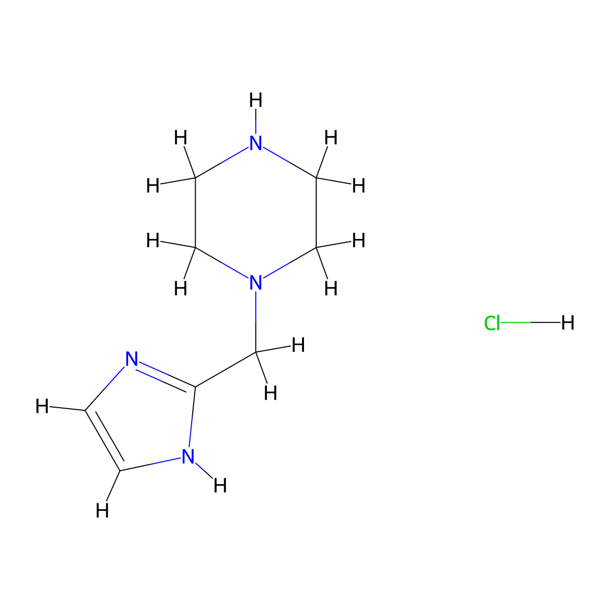 1-[(1H-imidazol-2-yl)methyl]piperazine hydrochloride molecular structure, CAS 2995280-10-7
