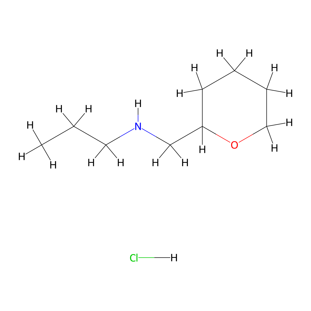 [(Oxan-2-yl)methyl](propyl)amine hydrochloride molecular structure, CAS 2995280-38-9
