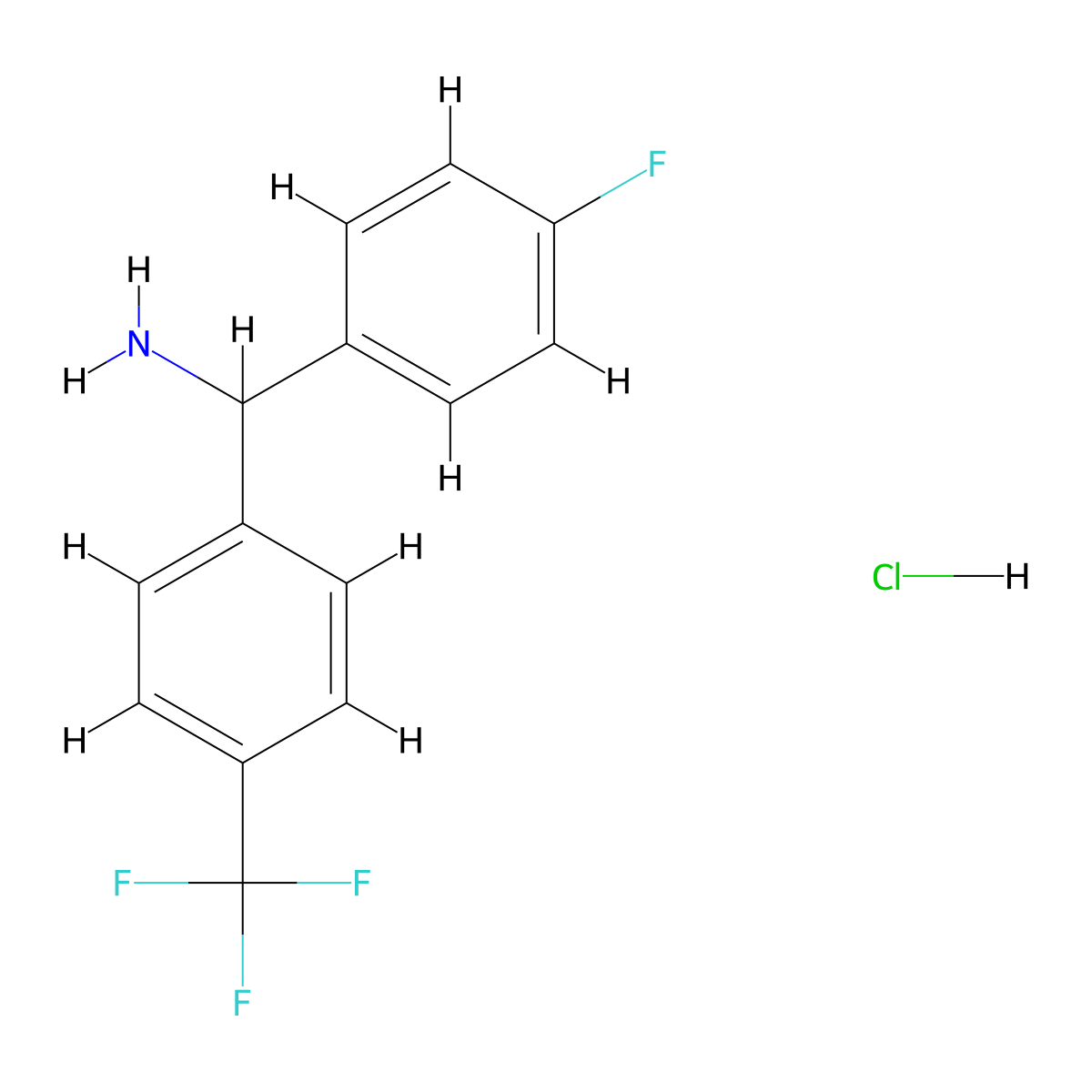 1-(4-Fluorophenyl)-1-[4-(trifluoromethyl)phenyl]methanamine hydrochloride molecular structure, CAS 2995280-53-8