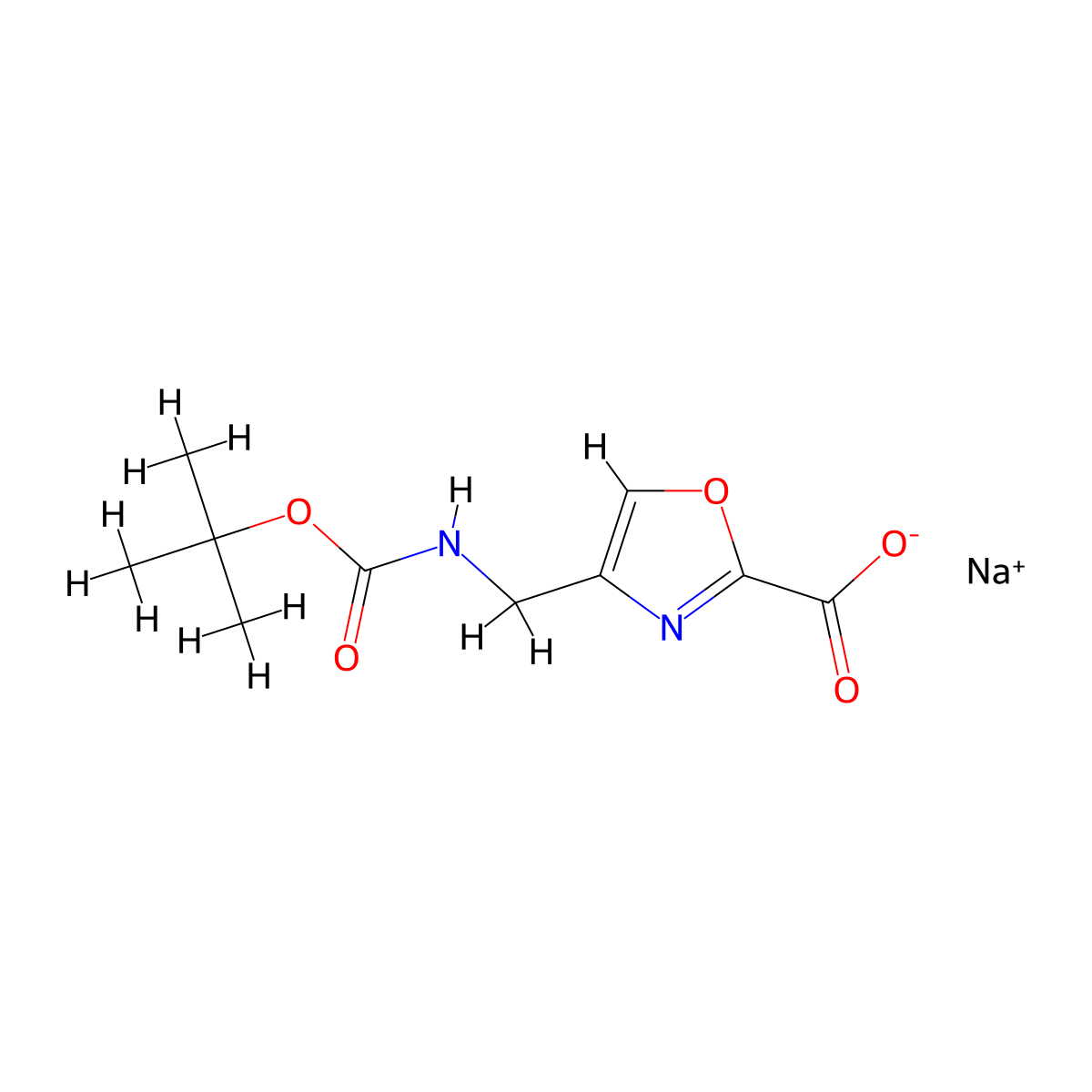 Sodium 4-({[(tert-butoxy)carbonyl]amino}methyl)-1,3-oxazole-2-carboxylate molecular structure, CAS 2995280-56-1