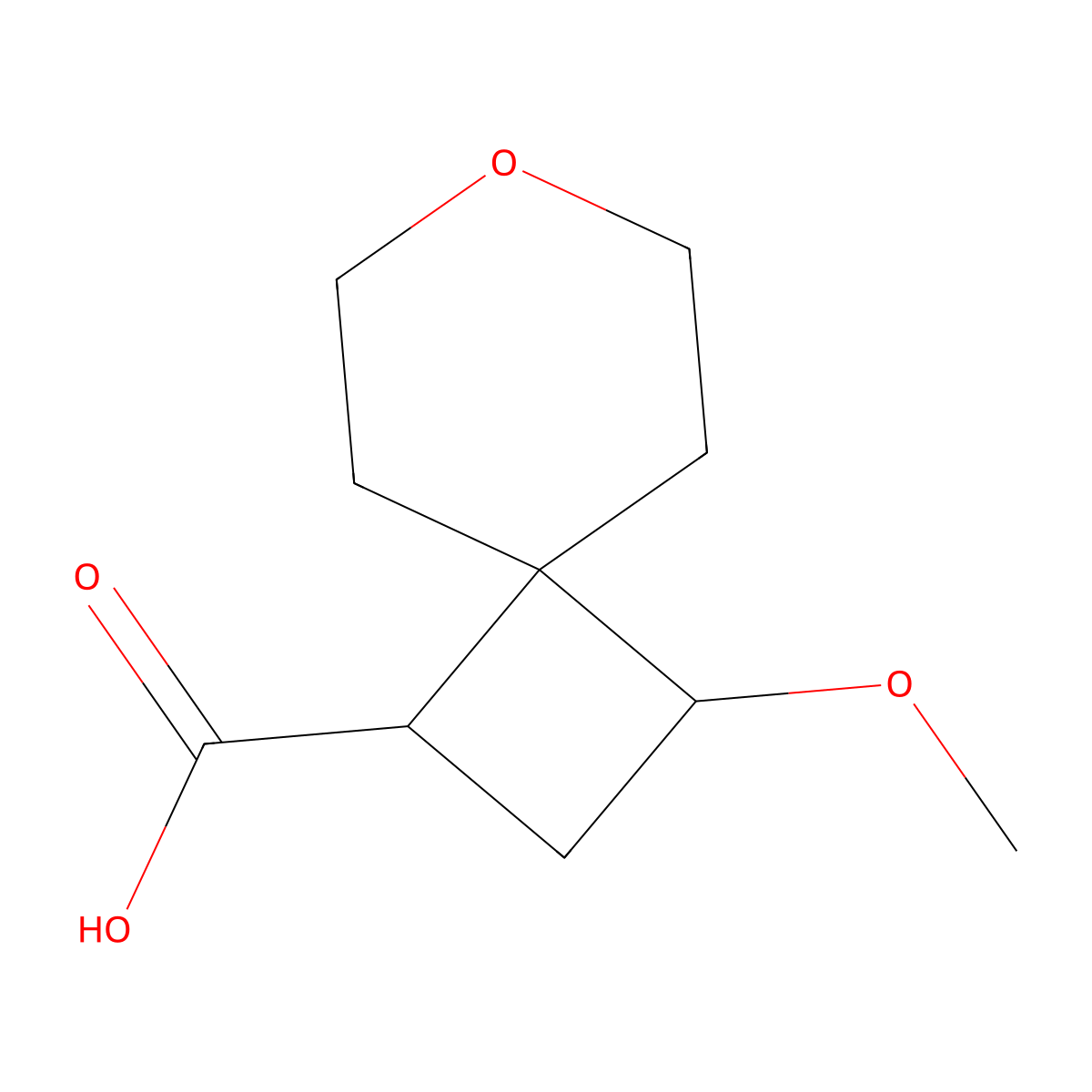 3-Methoxy-7-oxaspiro[3.5]nonane-1-carboxylic acid molecular structure, CAS 2995280-58-3