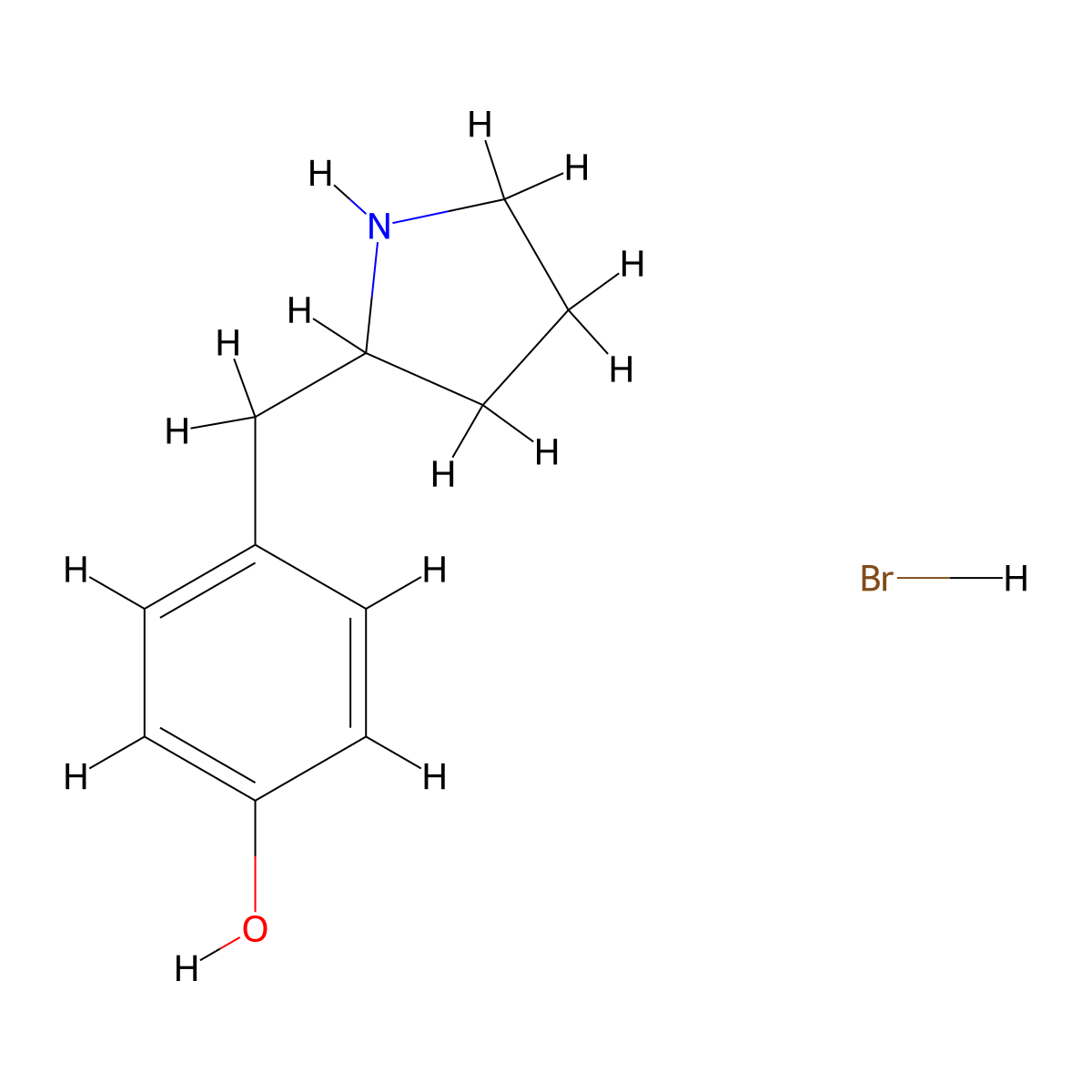 4-[(Pyrrolidin-2-yl)methyl]phenol hydrobromide molecular structure, CAS 2995280-63-0